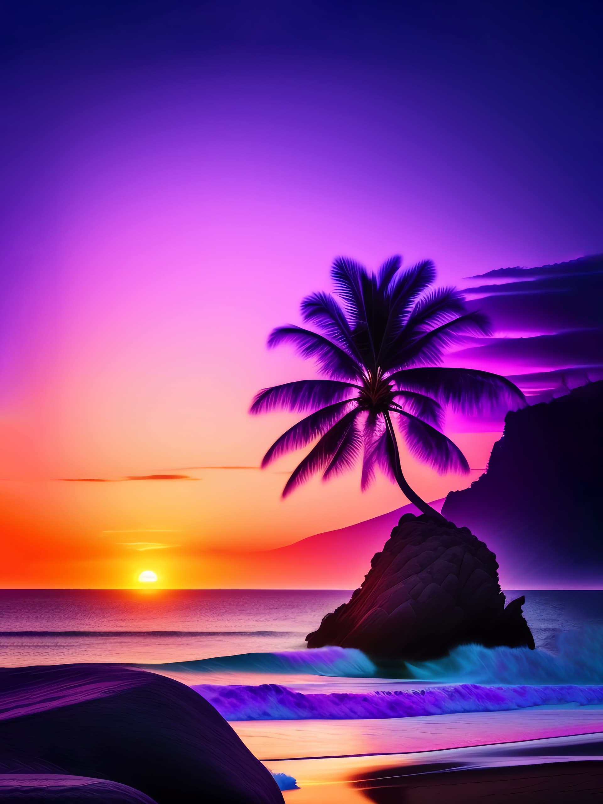 Tropical Sunset Palm - Pro phone wallpaper