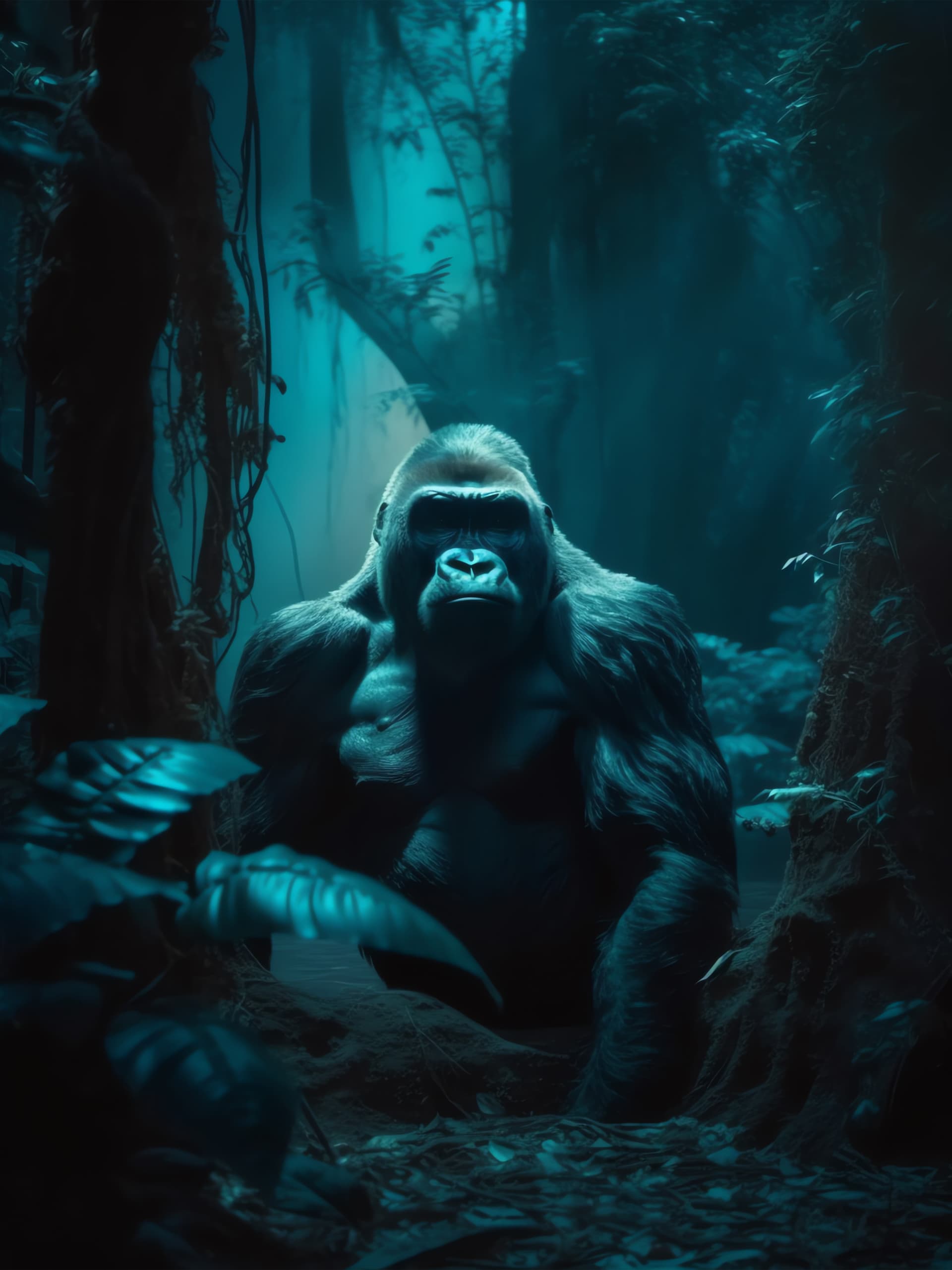 Jungle Gorilla Portrait - Pro phone wallpaper