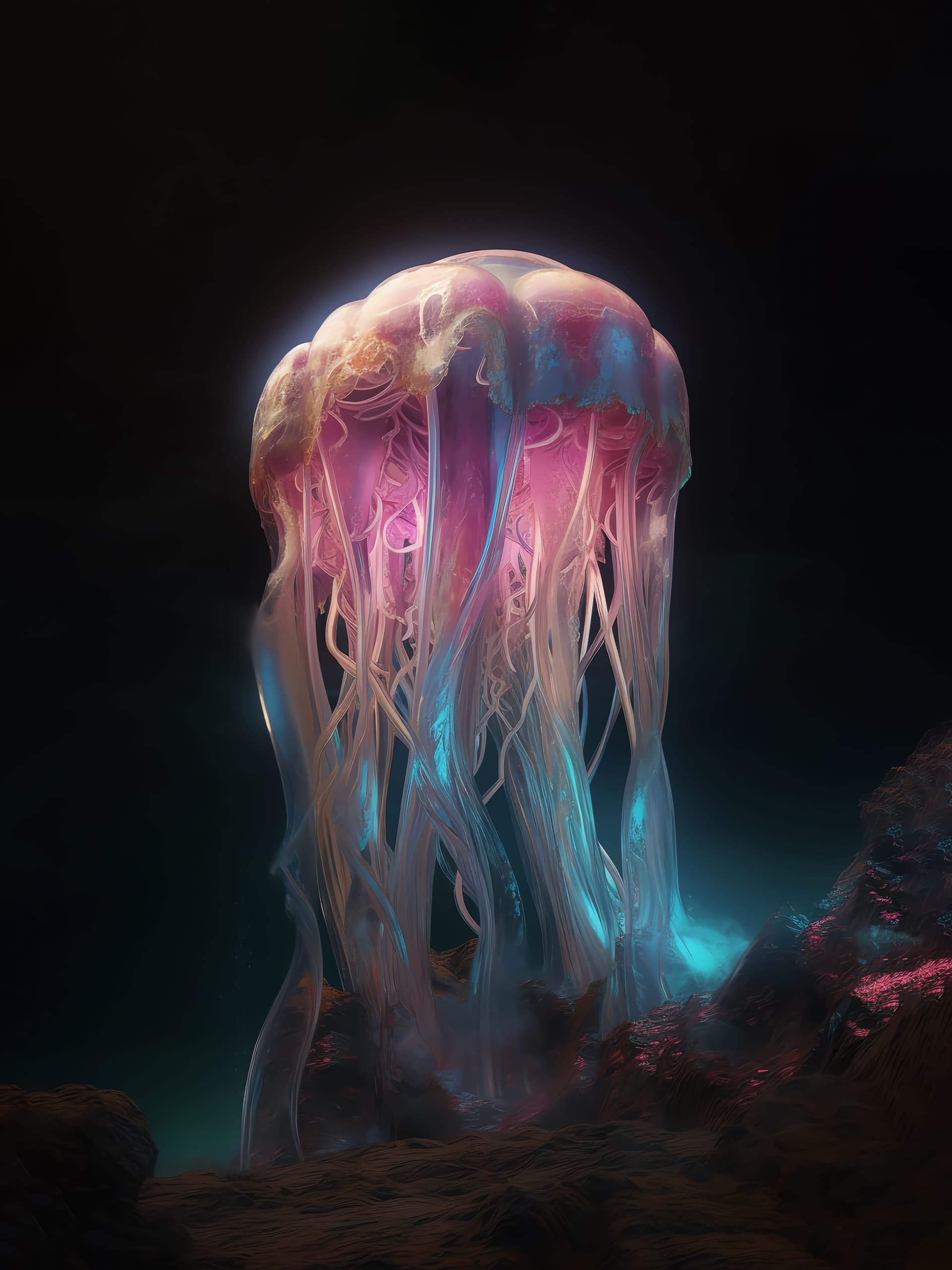 Glowing Jelly Bloom - Pro phone wallpaper