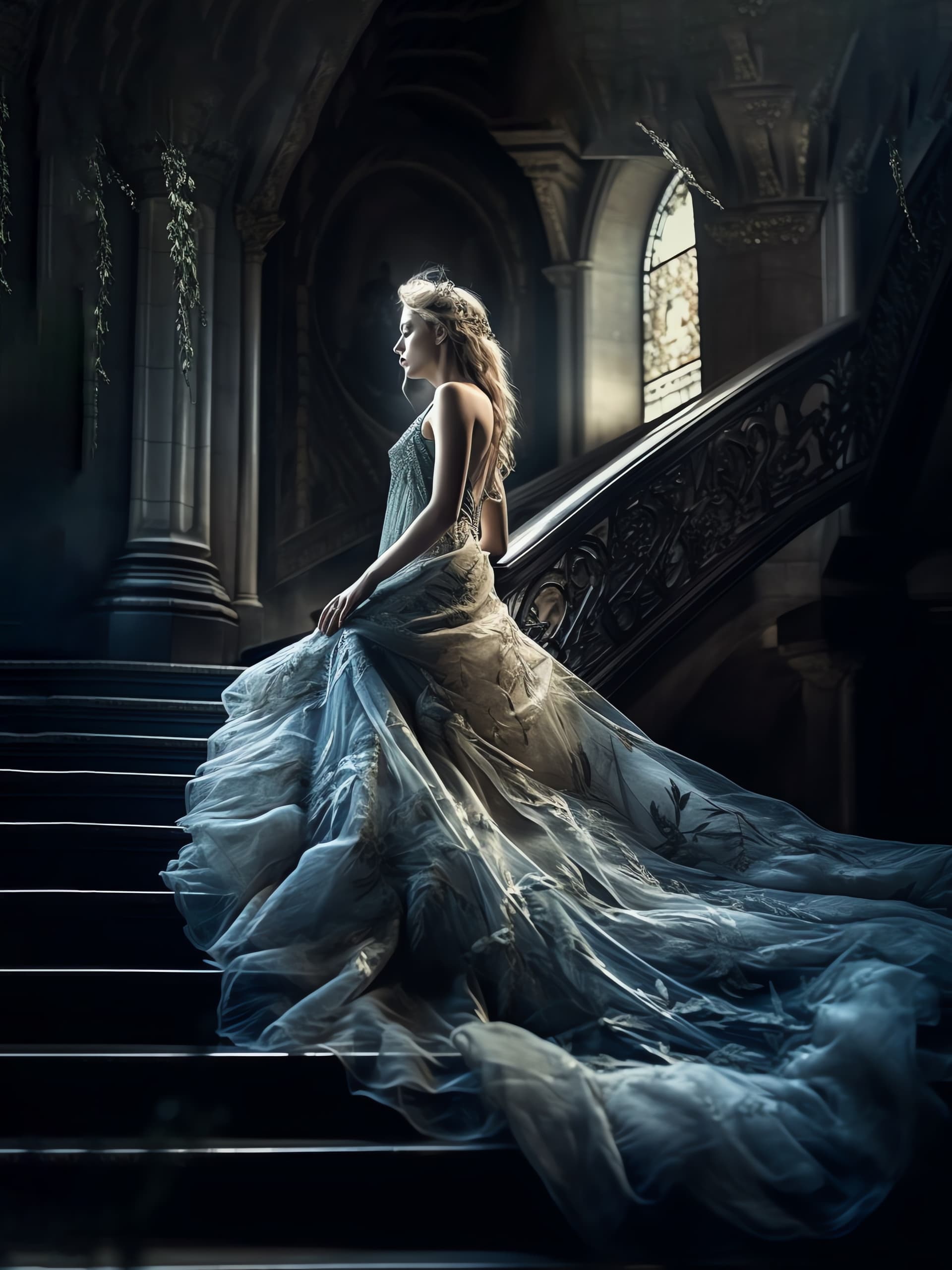 Gothic Staircase Beauty - Pro phone wallpaper