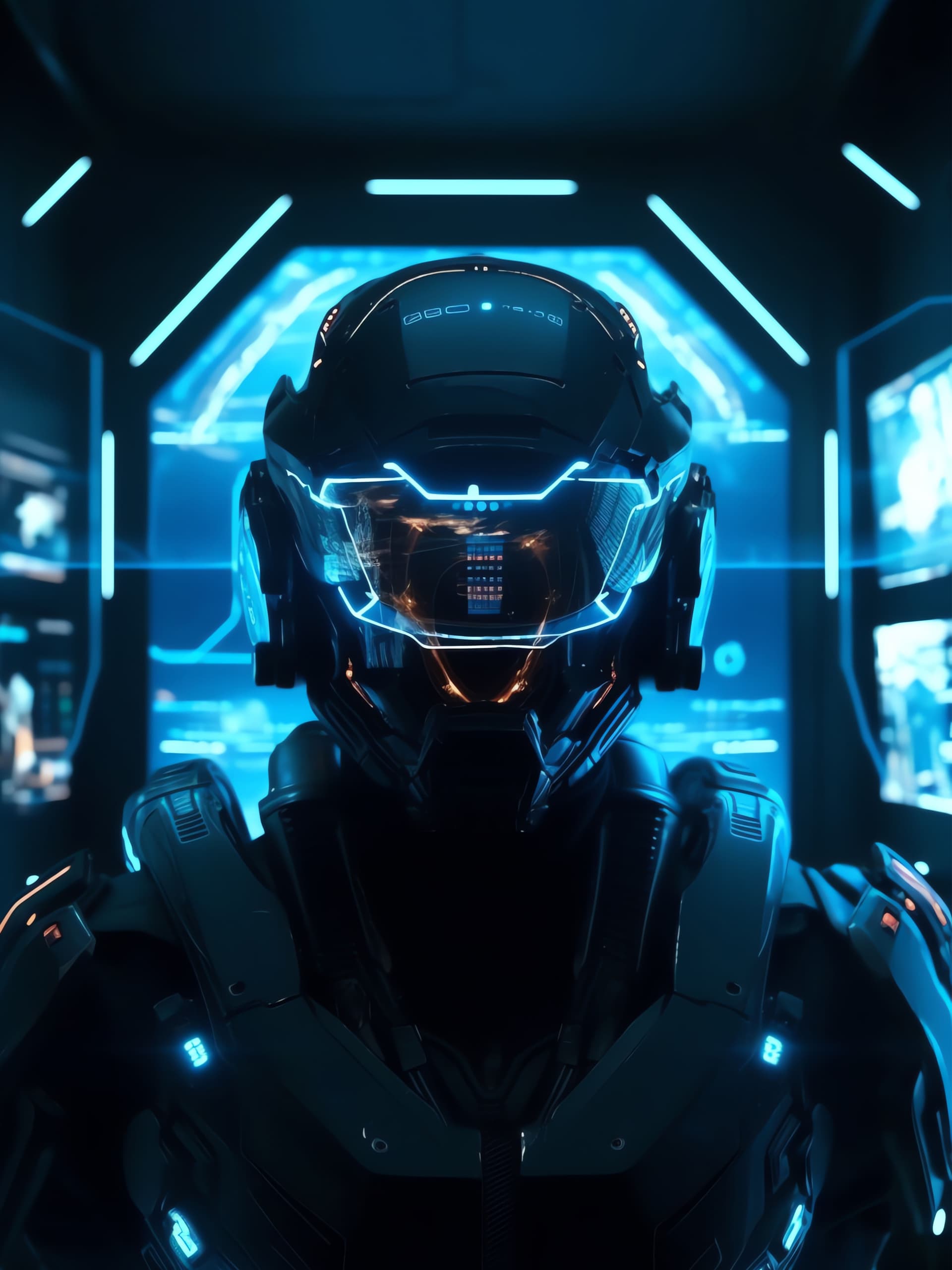 Cybernetic Space Pilot - Pro phone wallpaper