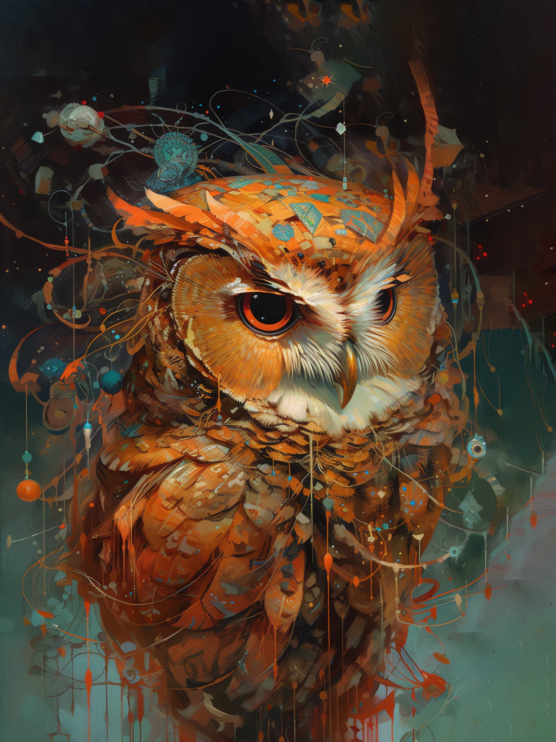 Whimsical Owl Portrait - Pro phone wallpaper