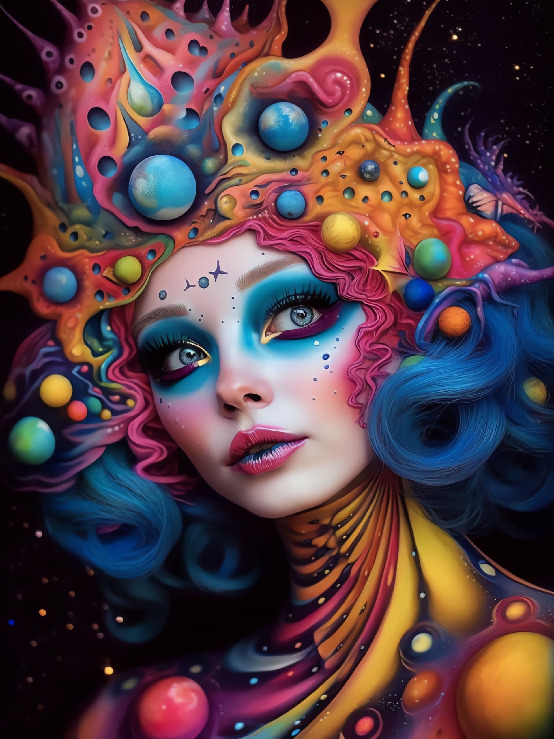 Cosmic Carnival Queen - Pro phone wallpaper