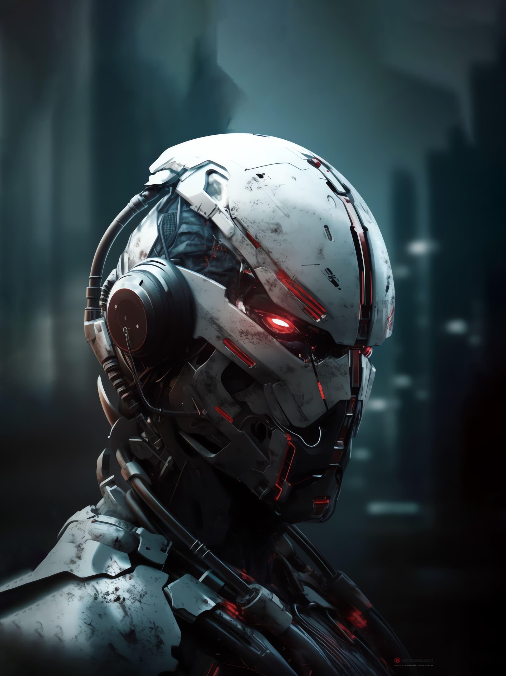 Cybernetic Warrior Portrait - Pro phone wallpaper