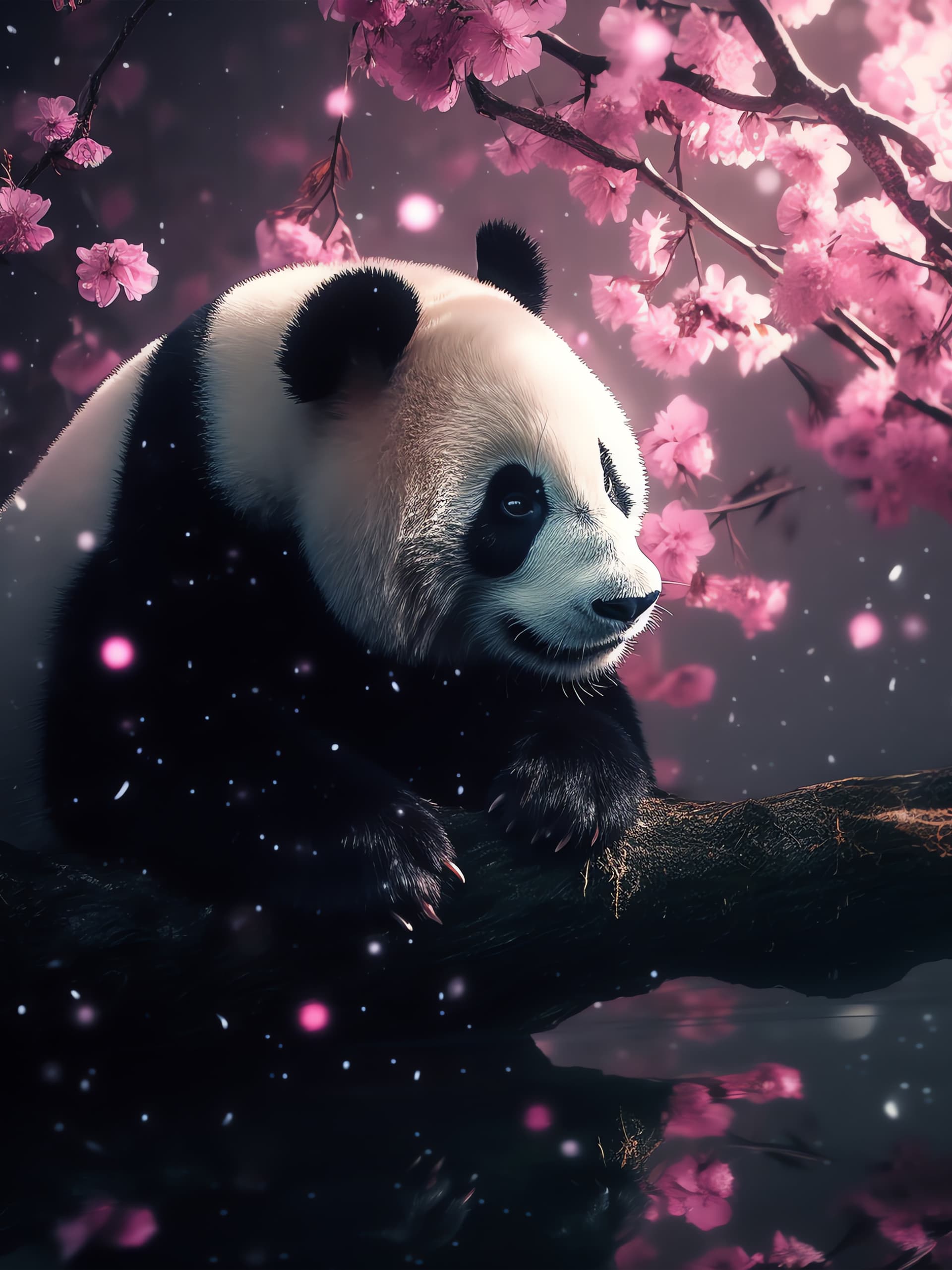 Panda Cherry Blossom - Pro phone wallpaper
