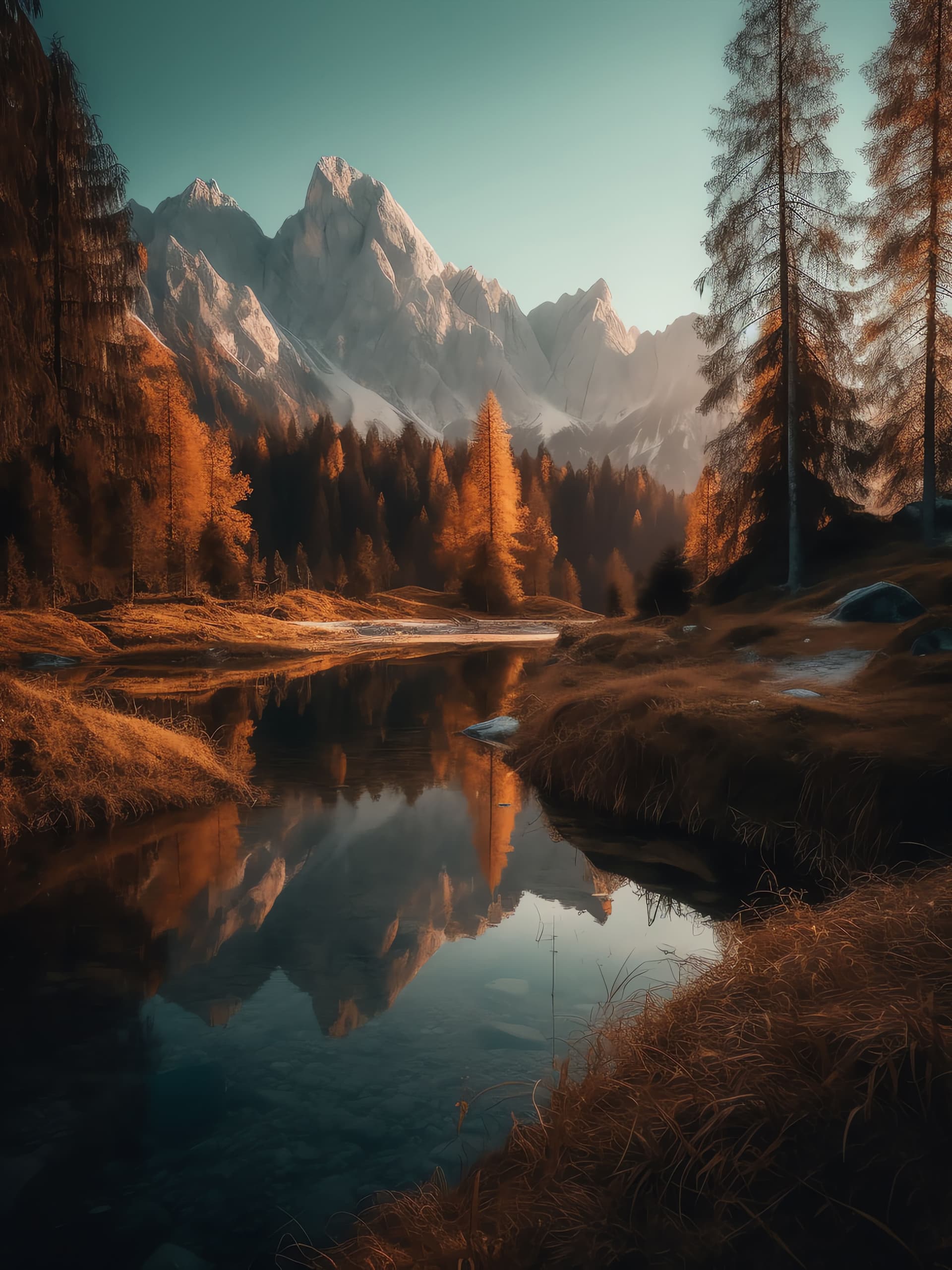 Autumn Mountain Reflection - Pro phone wallpaper