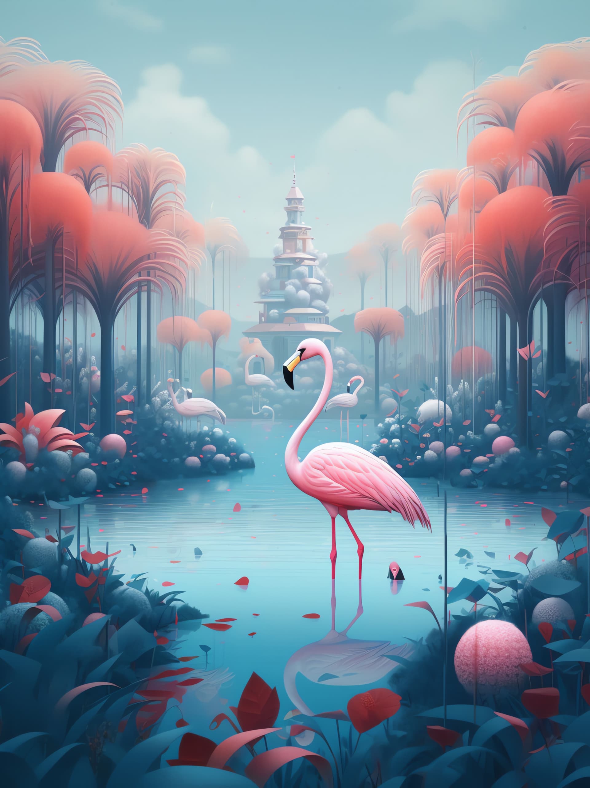 Pink Flamingo Dream - Pro phone wallpaper