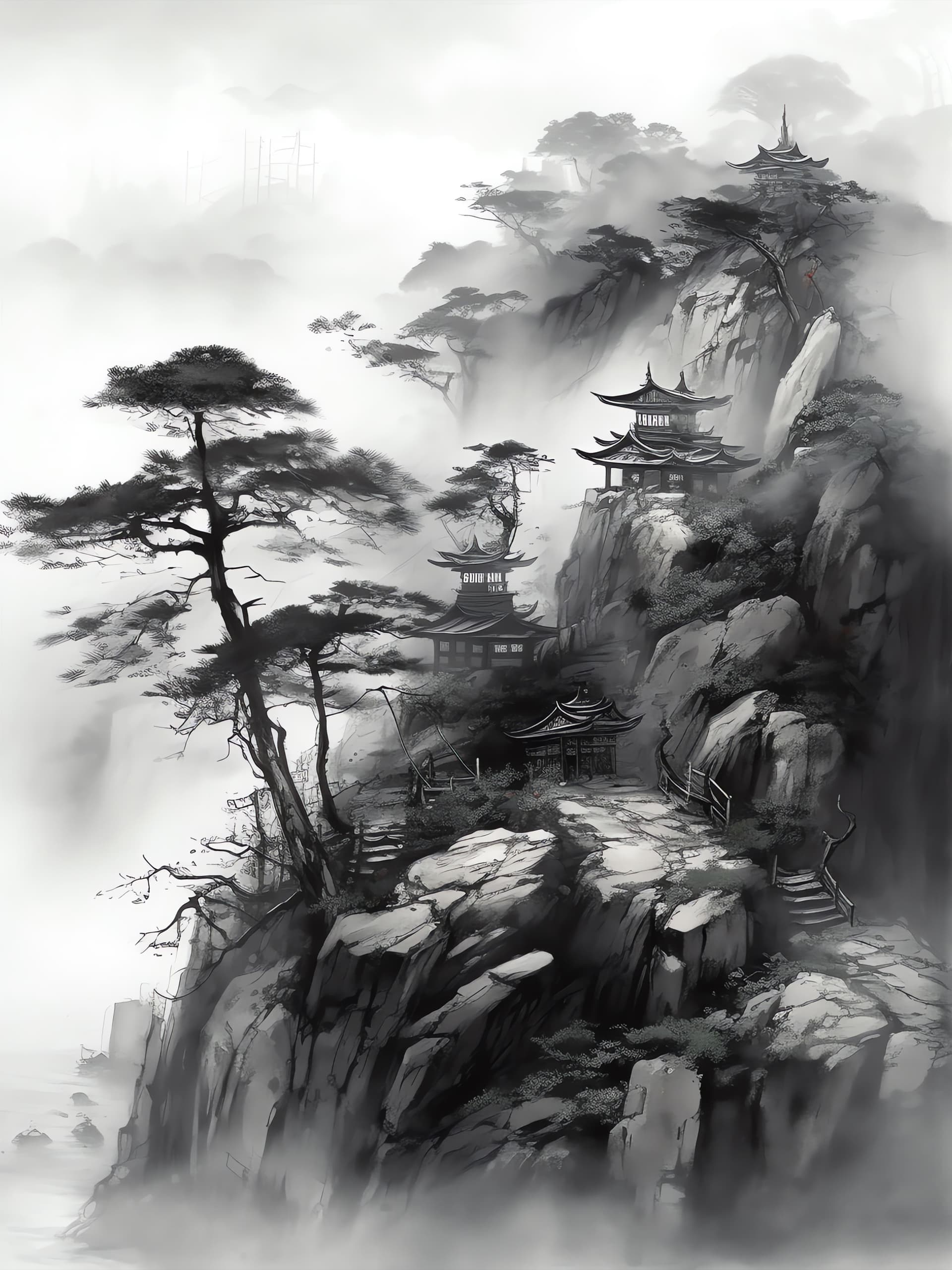 Asian Mountain Vista - Pro phone wallpaper