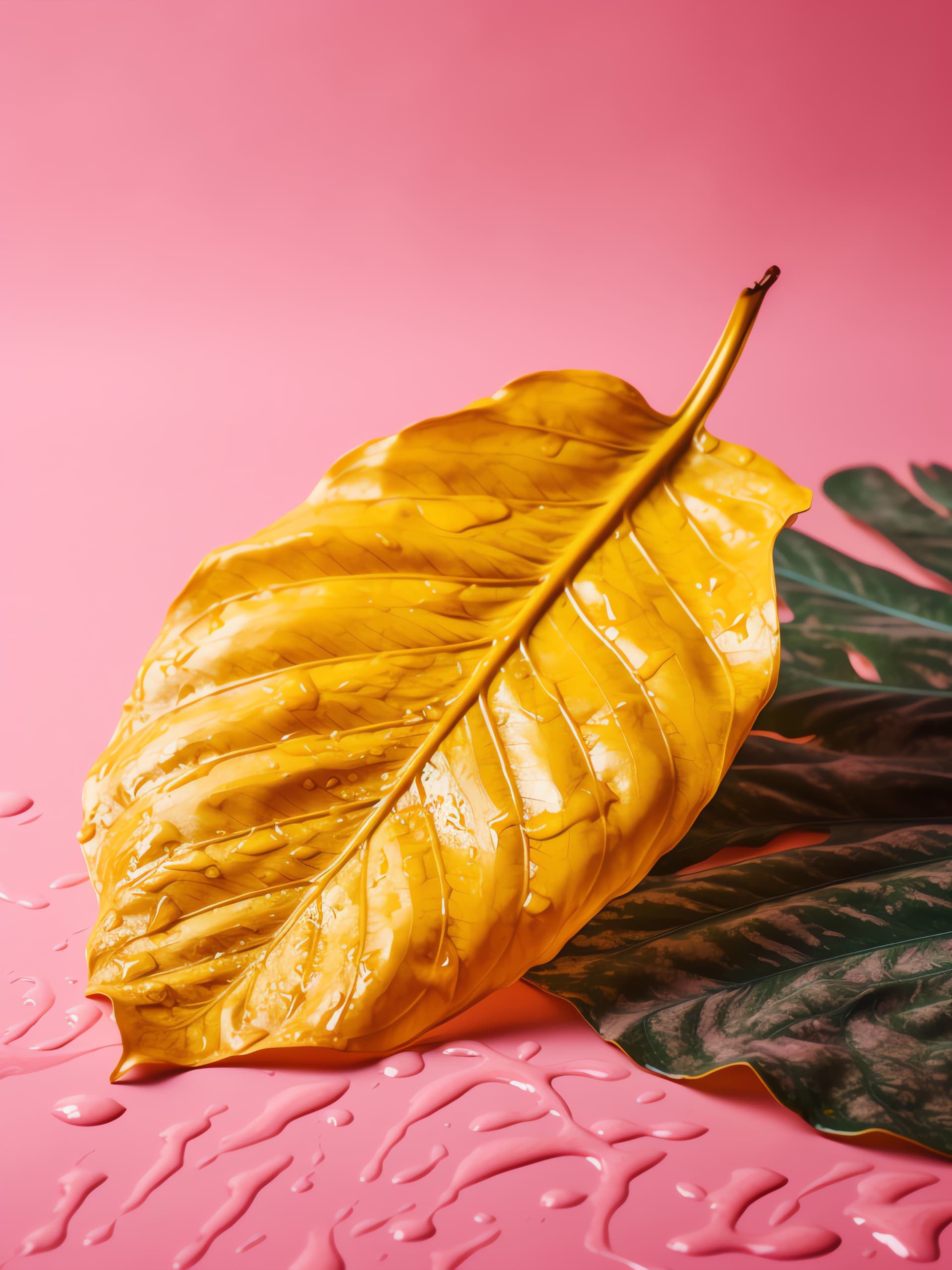 Gilded Leaf Splash - Pro phone wallpaper