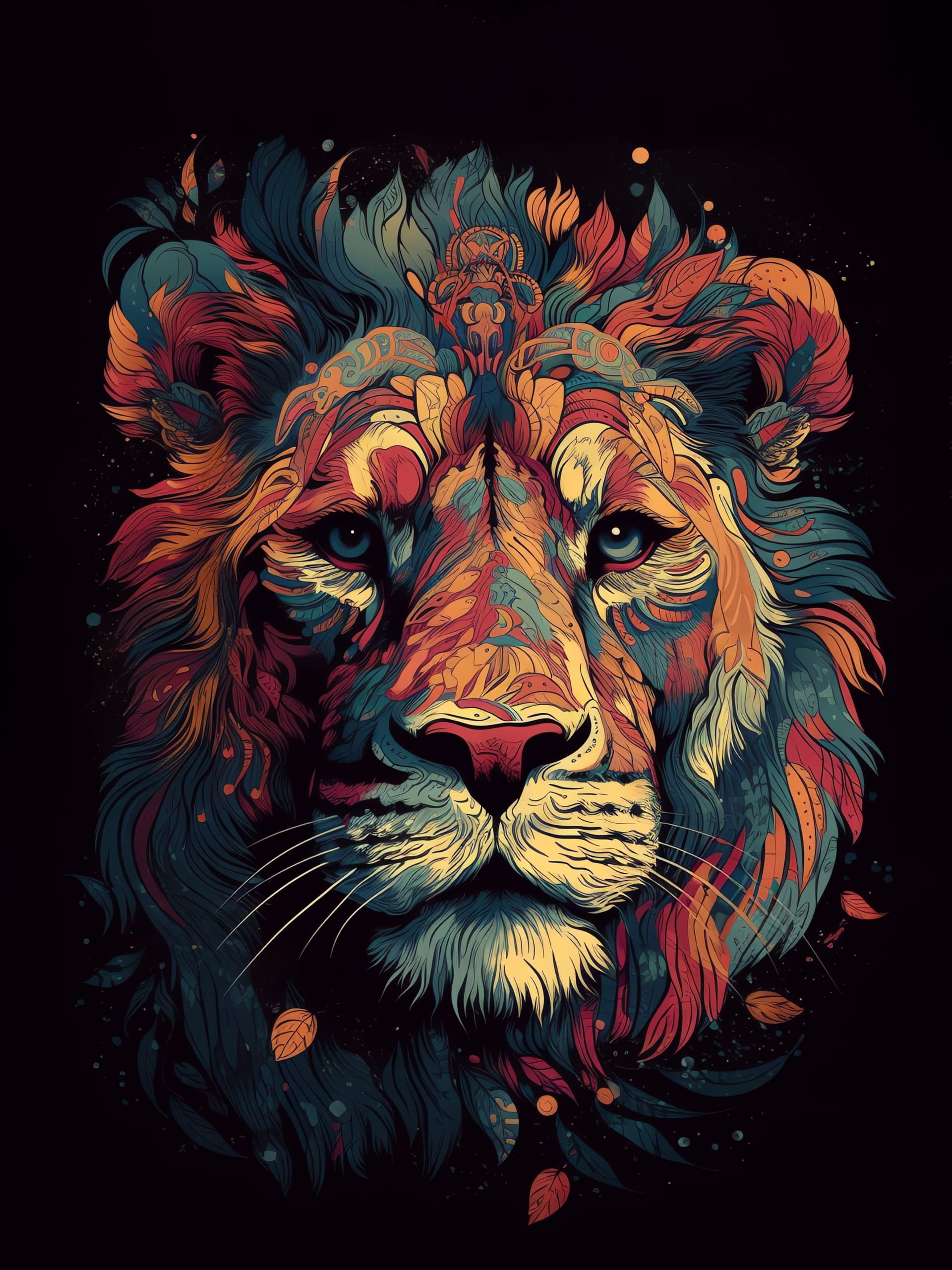 Tribal Lion Portrait - Pro phone wallpaper