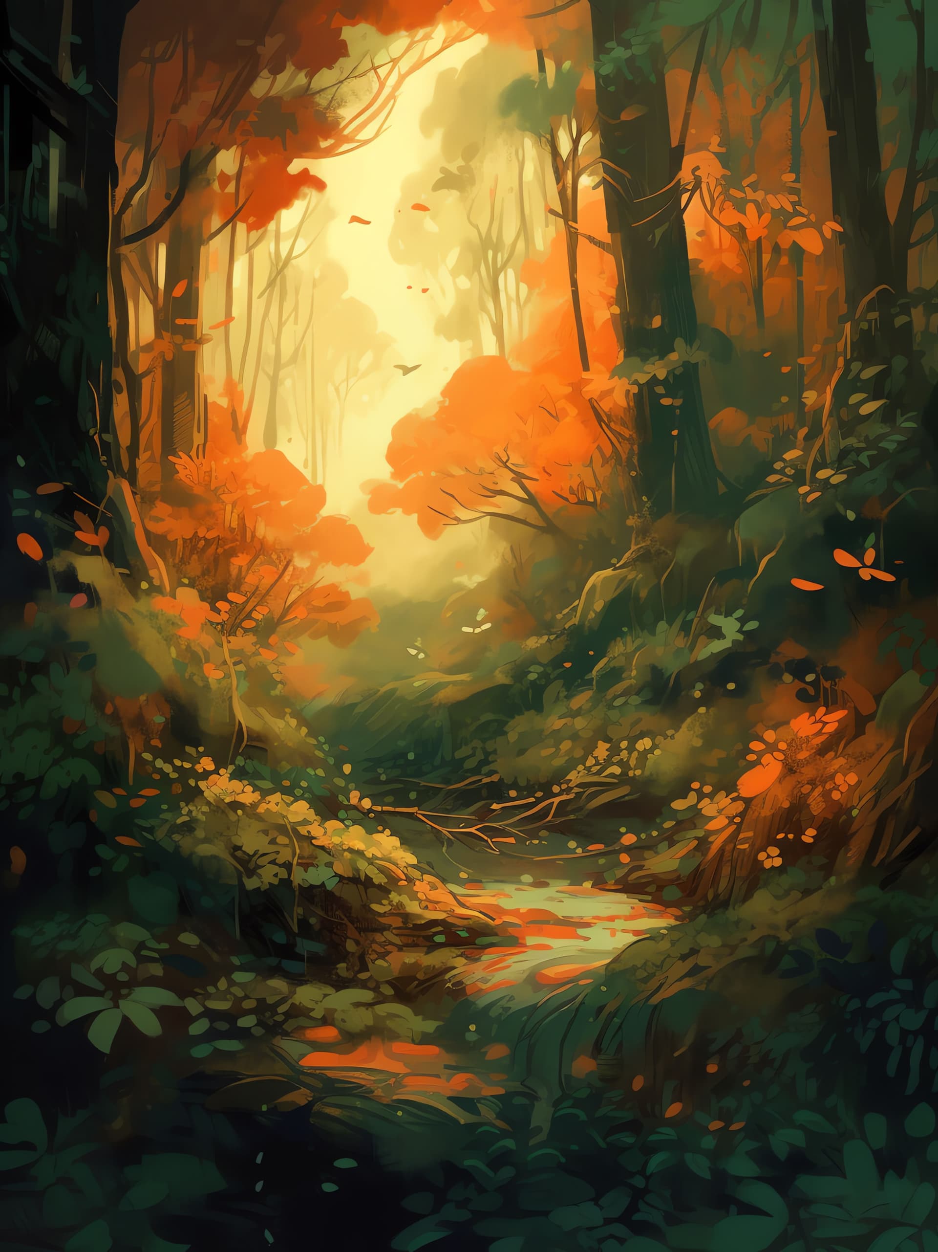 Autumn Forest Stream - Pro phone wallpaper