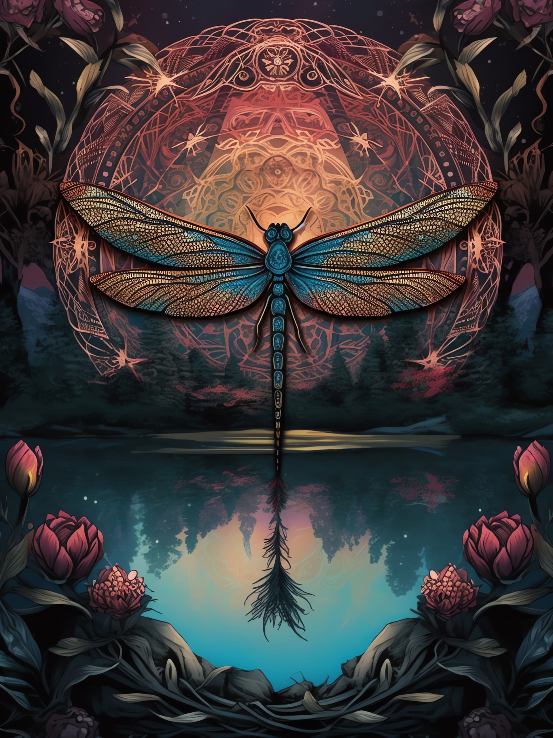 Dragonfly Reflection - Pro phone wallpaper