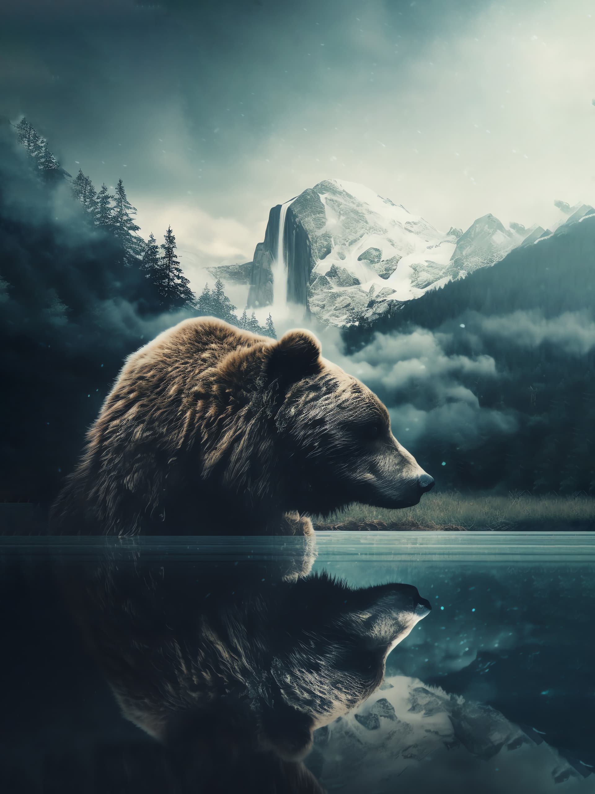 Bear Reflection - Pro phone wallpaper