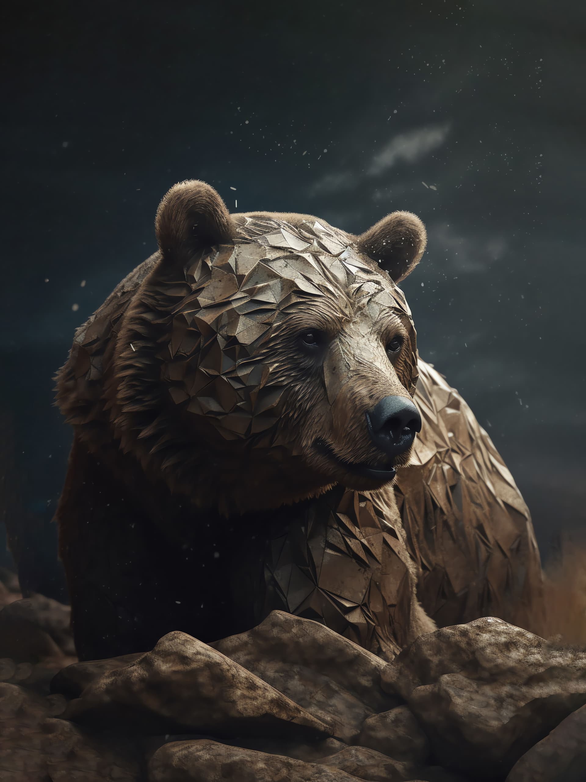 Textured Bear Portrait - Pro phone wallpaper