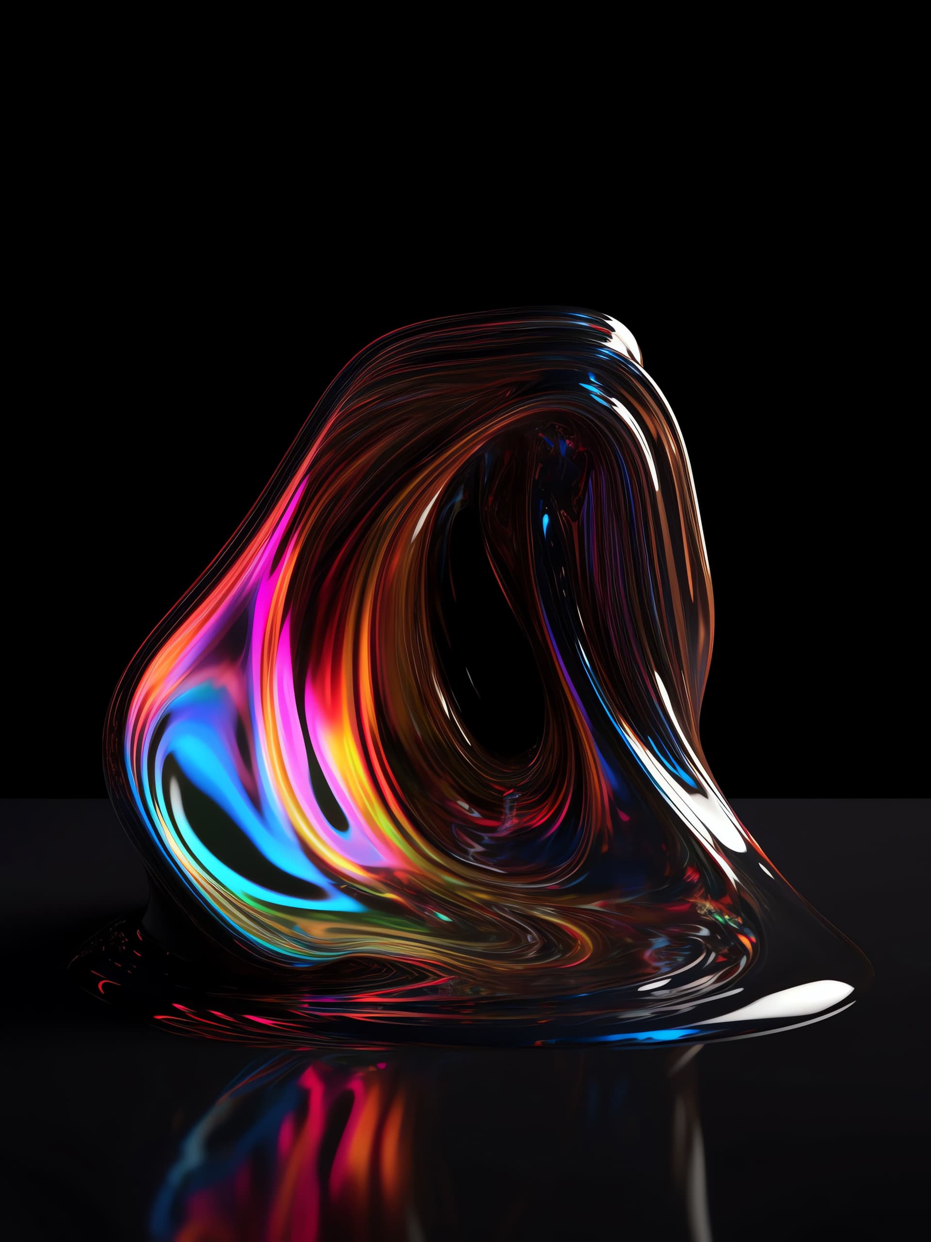 Iridescent Glass Blob - Pro phone wallpaper