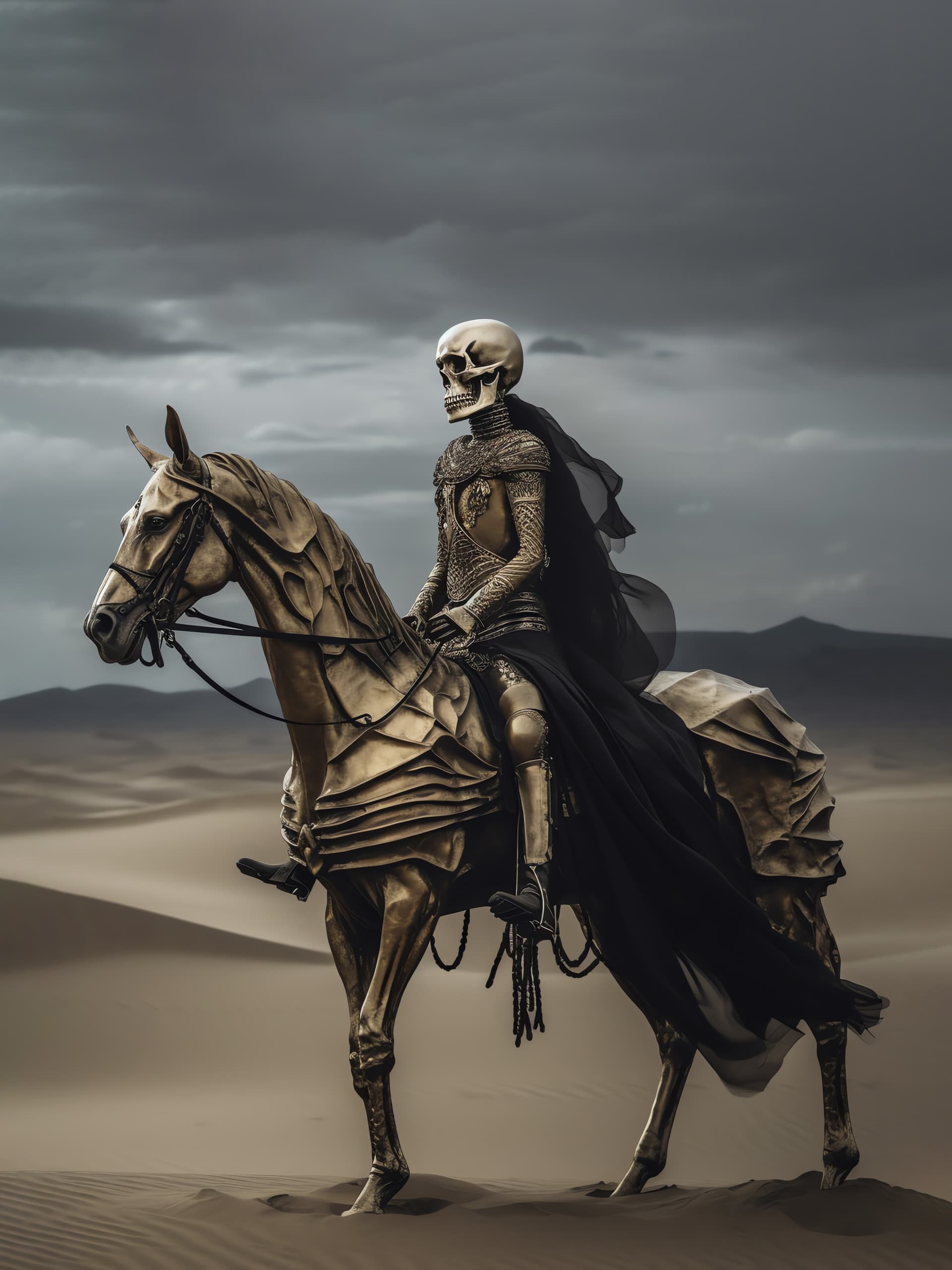 Skeletal Horseman Desert - Pro phone wallpaper