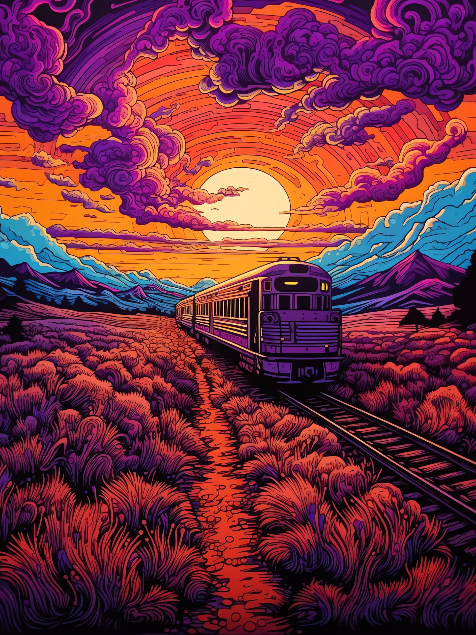 Sunset Train Journey - Pro phone wallpaper