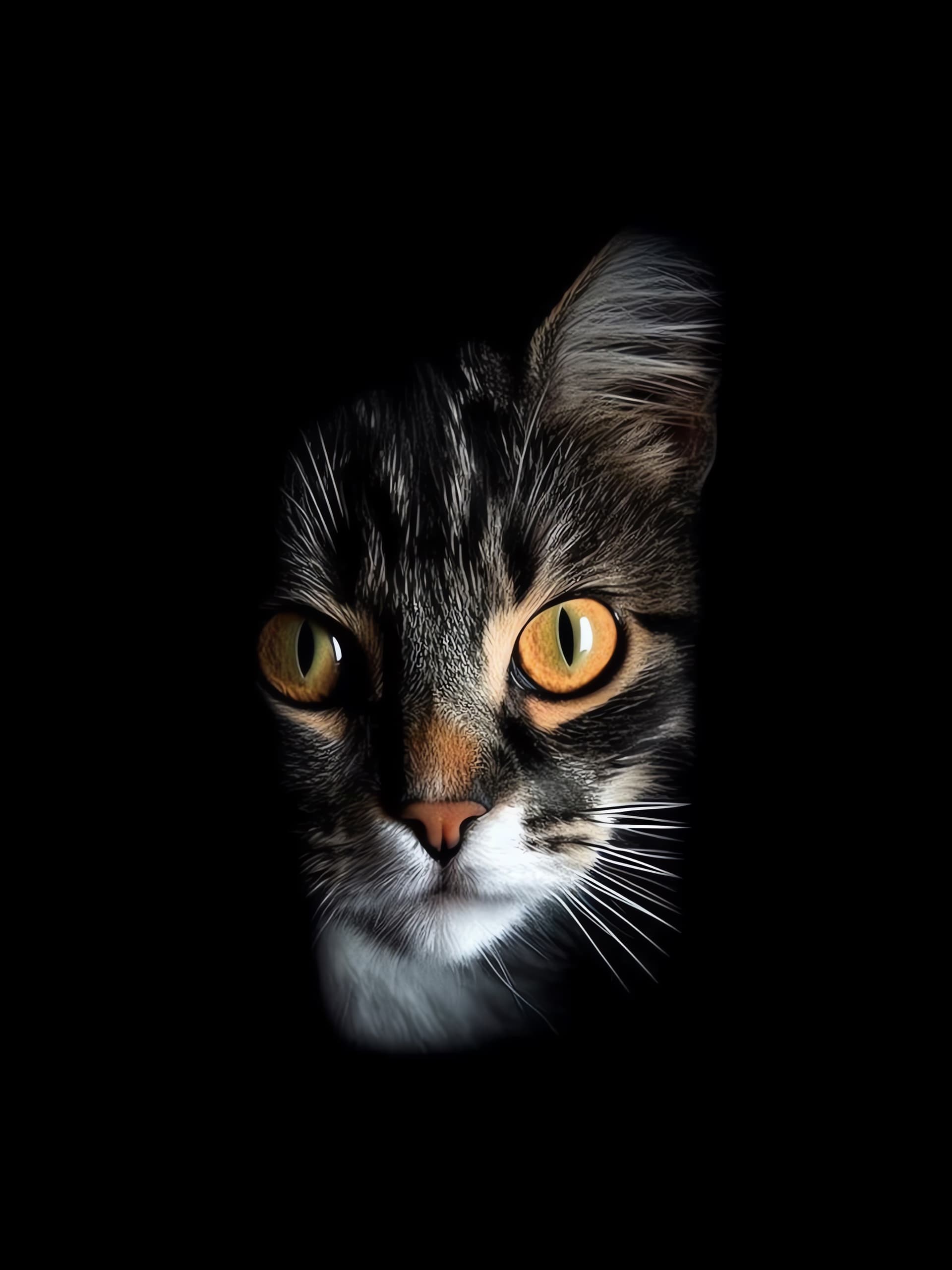 Mysterious Feline Gaze - Pro phone wallpaper