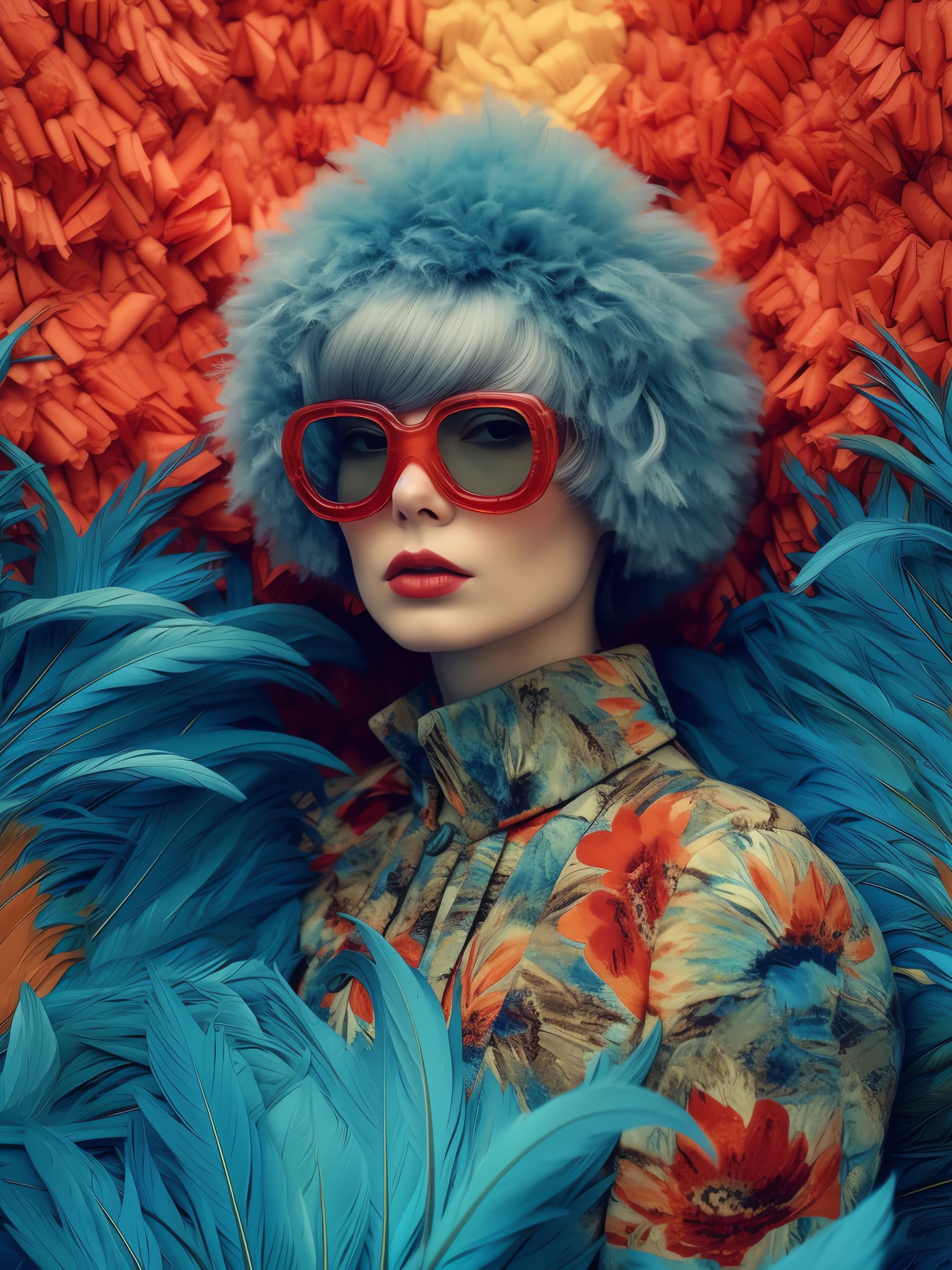 Feathered Fashion Portrait - Pro phone wallpaper