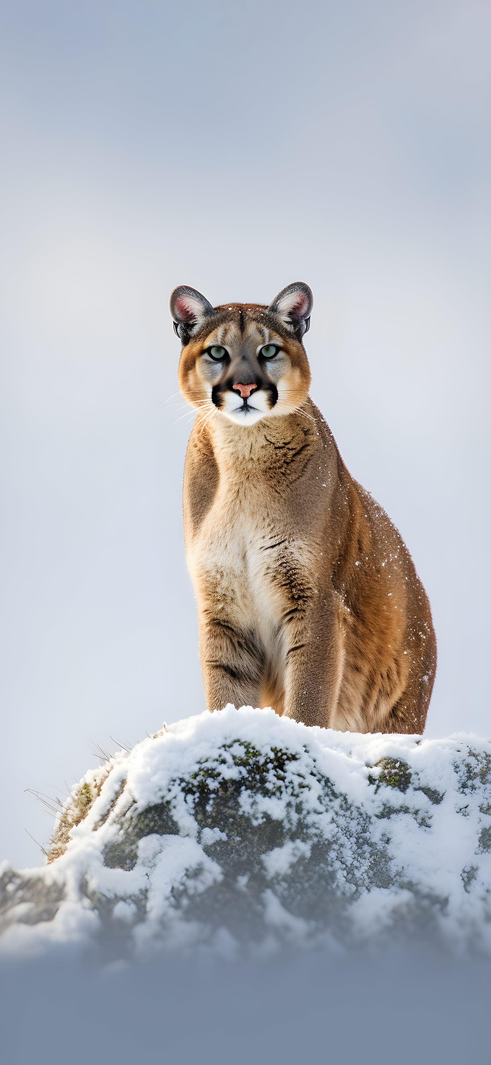 Snowy Mountain Lion - Pro phone wallpaper