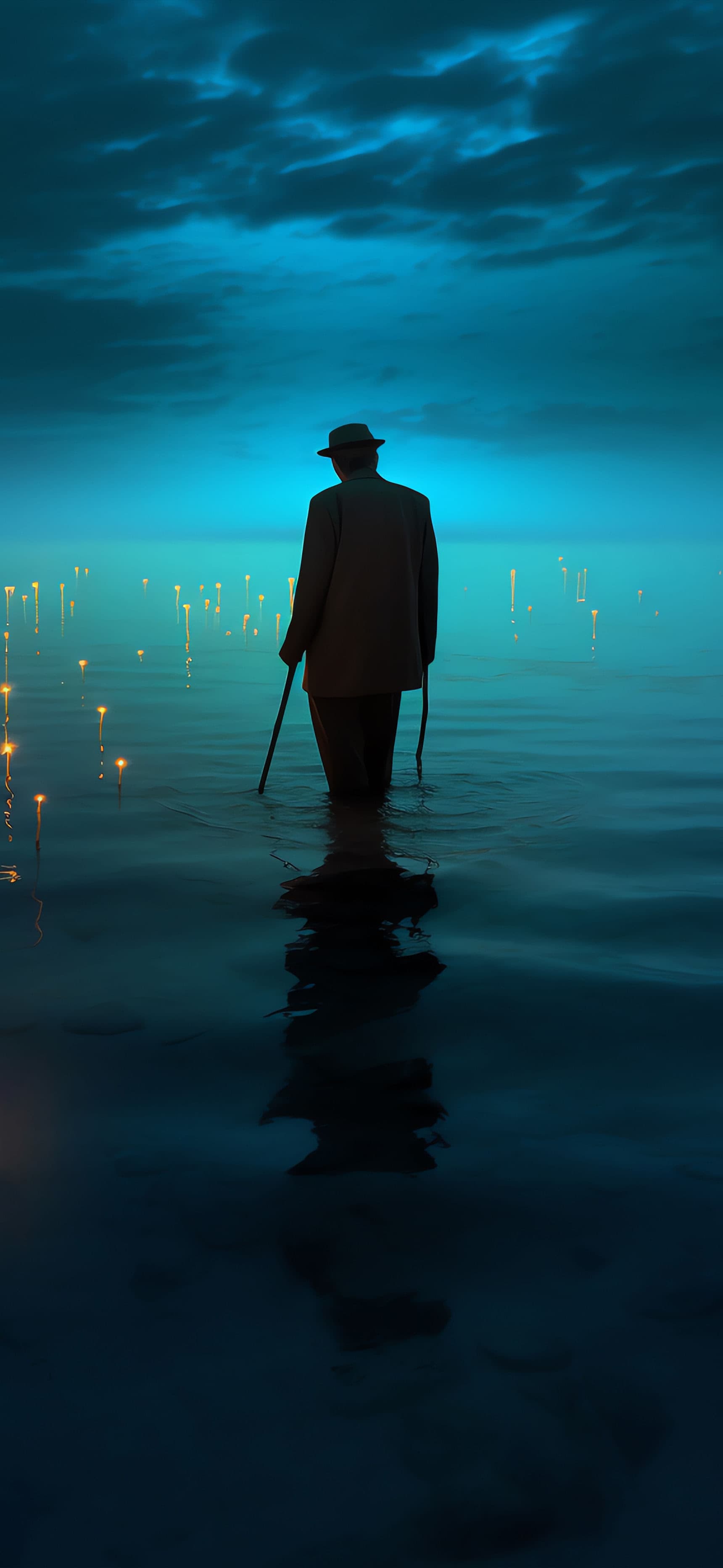 Solitary Figure Reflection - Pro phone wallpaper