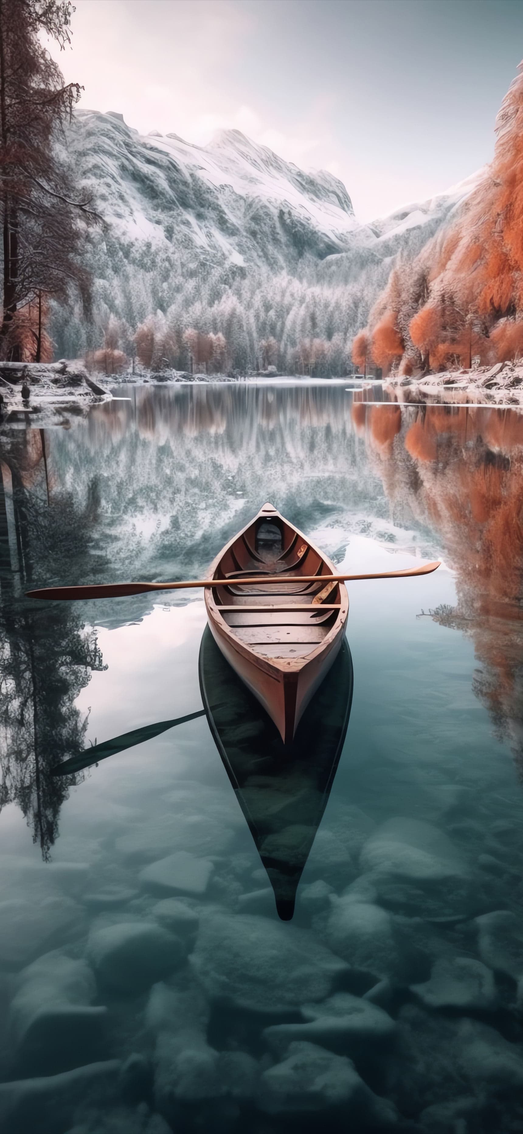 Winter Lake Reflection - Pro phone wallpaper