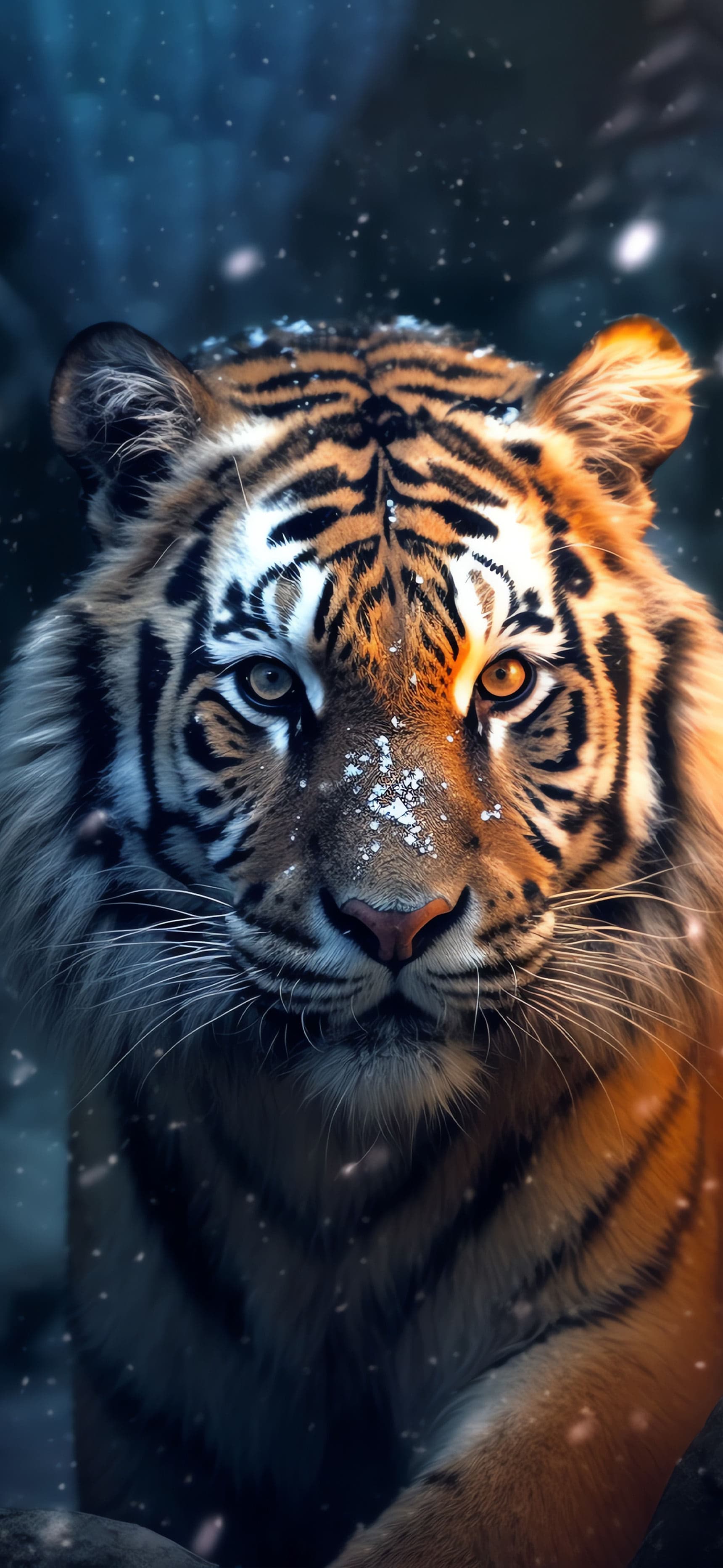 Snowy Tiger Portrait - Pro phone wallpaper