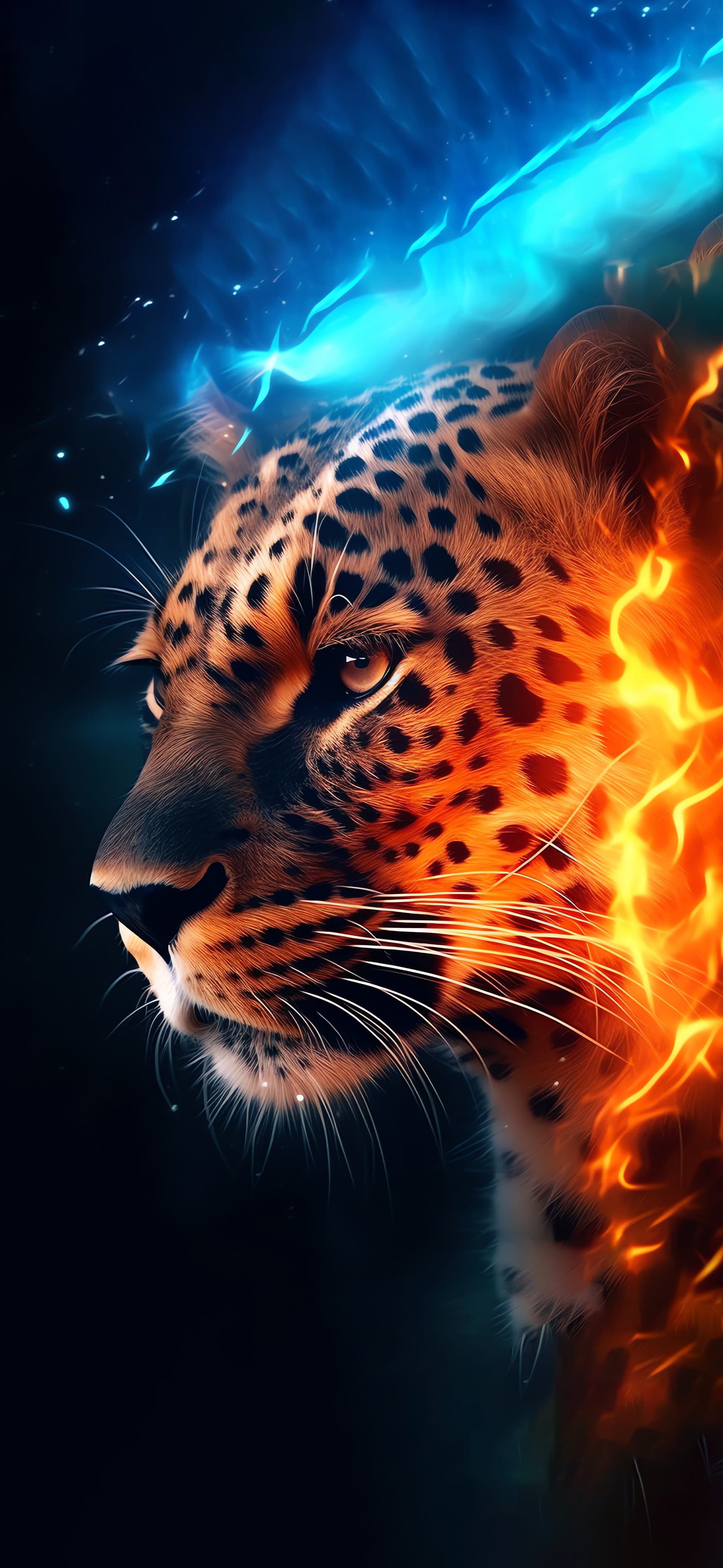 Fiery Leopard Gaze - Pro phone wallpaper
