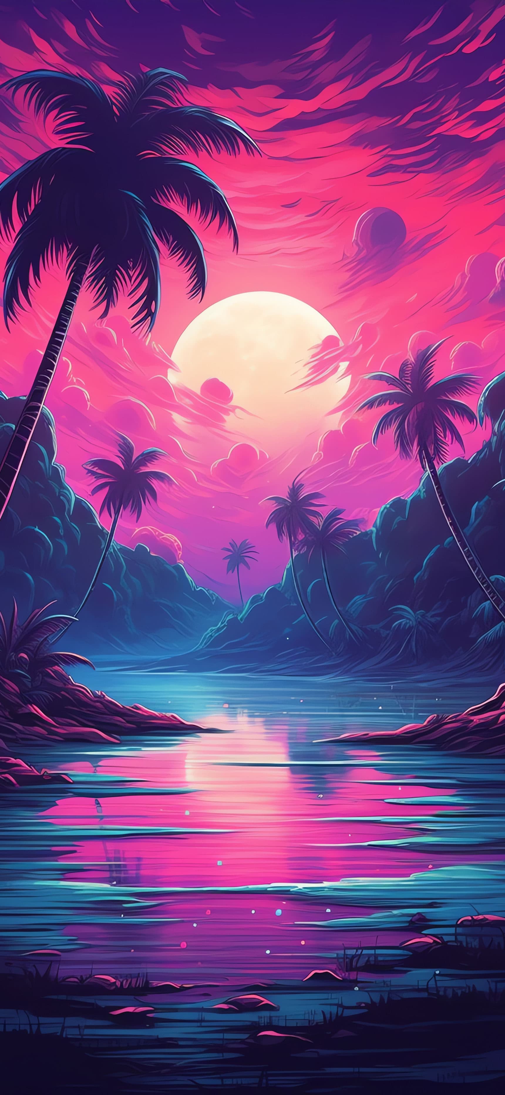 Tropical Sunset Palms - Pro phone wallpaper