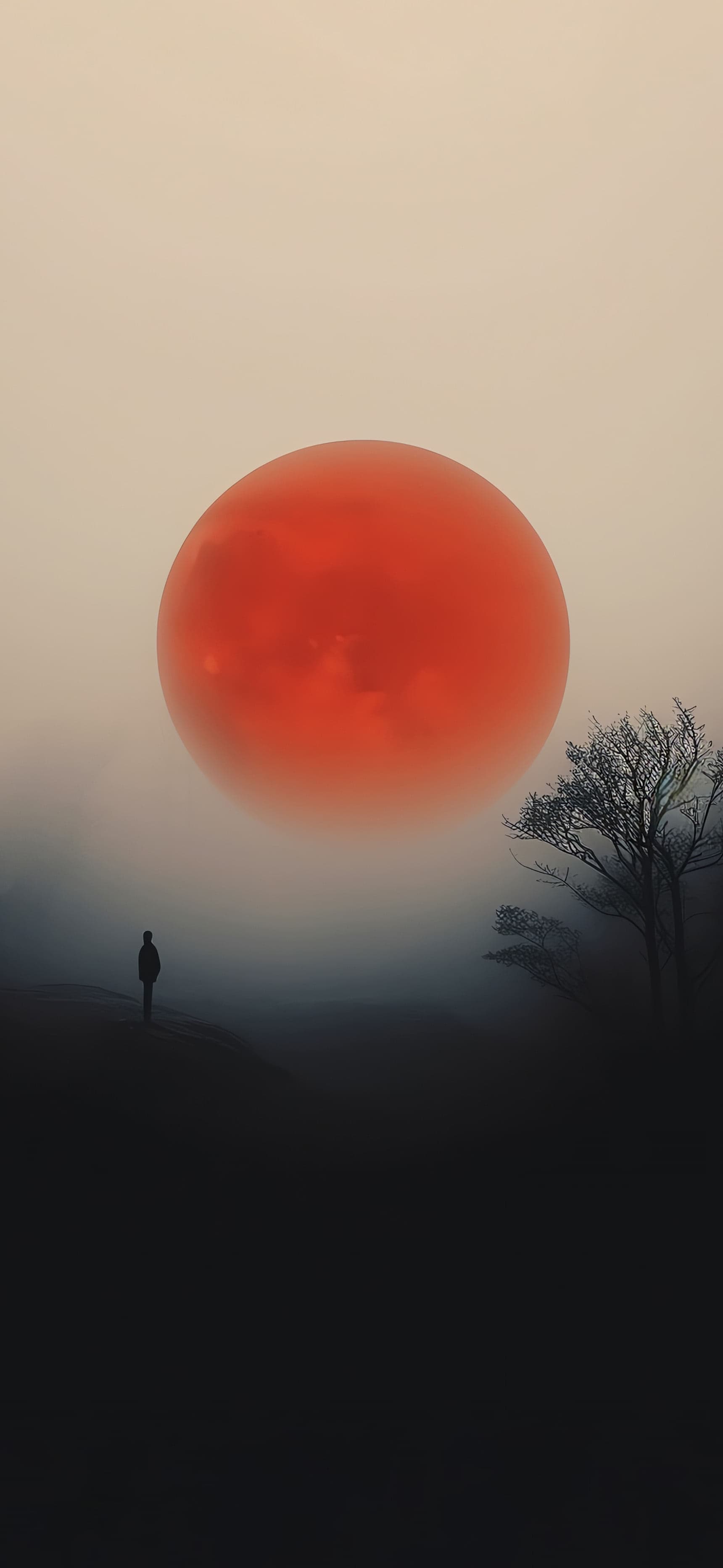 Crimson Moon Silhouette - Pro phone wallpaper