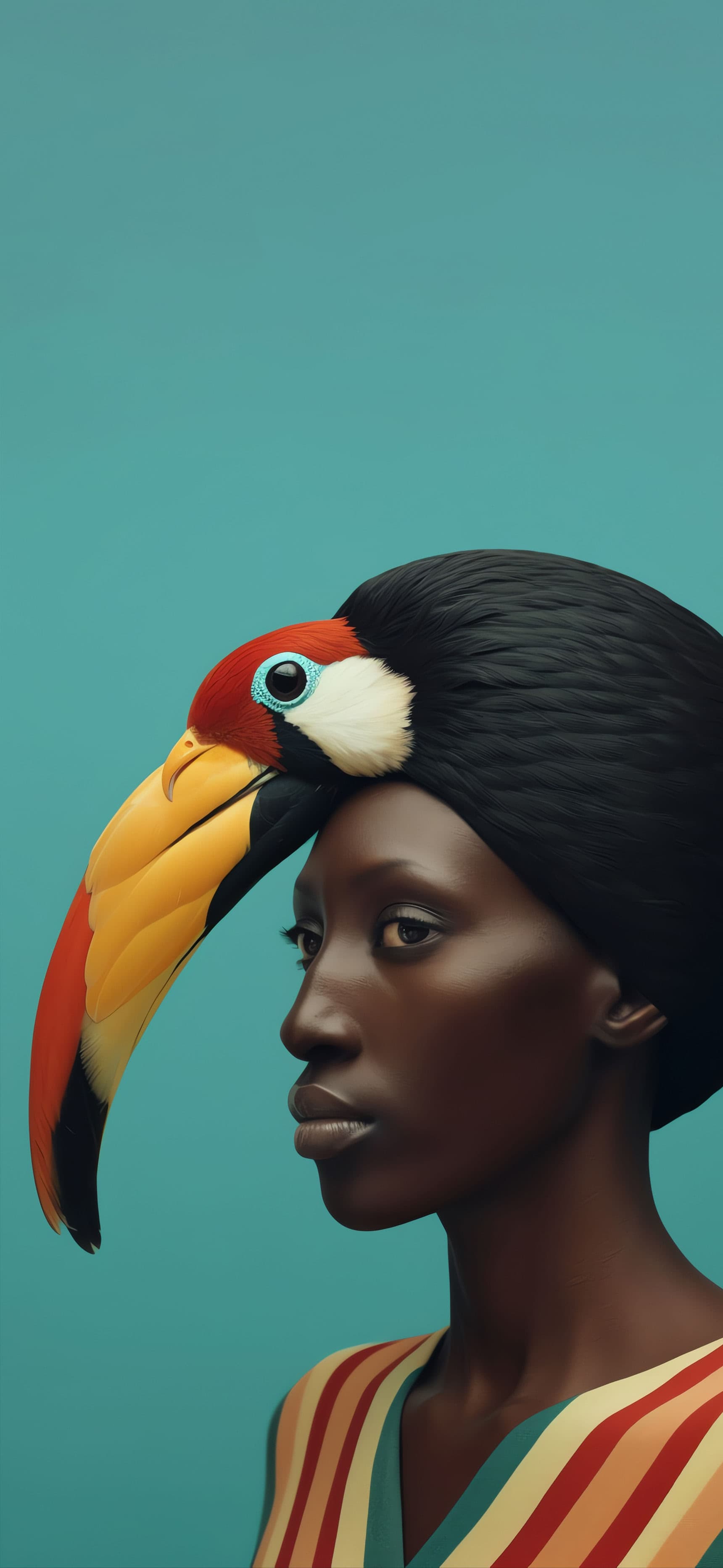 Toucan Headdress Portrait - Pro phone wallpaper
