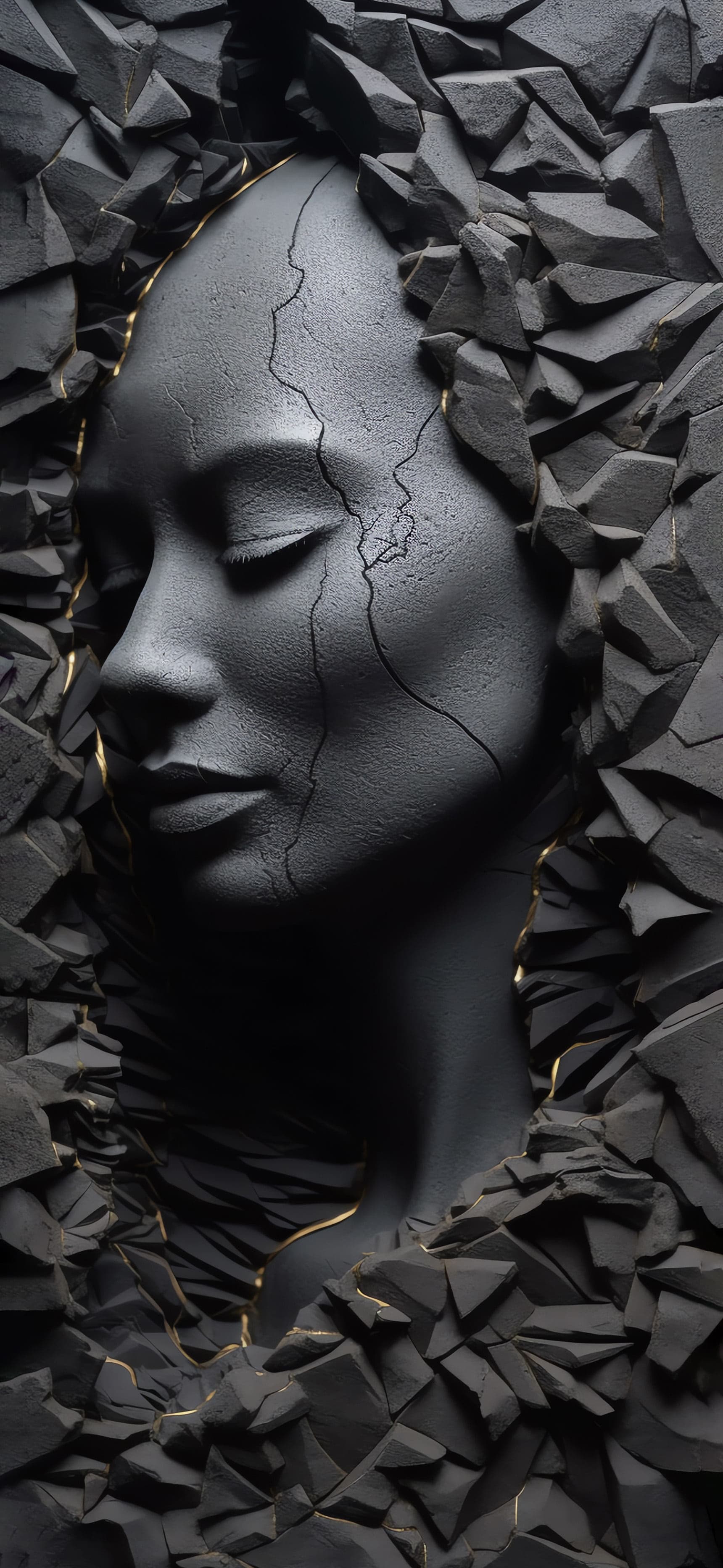 Stone Face Sculpture - Pro phone wallpaper