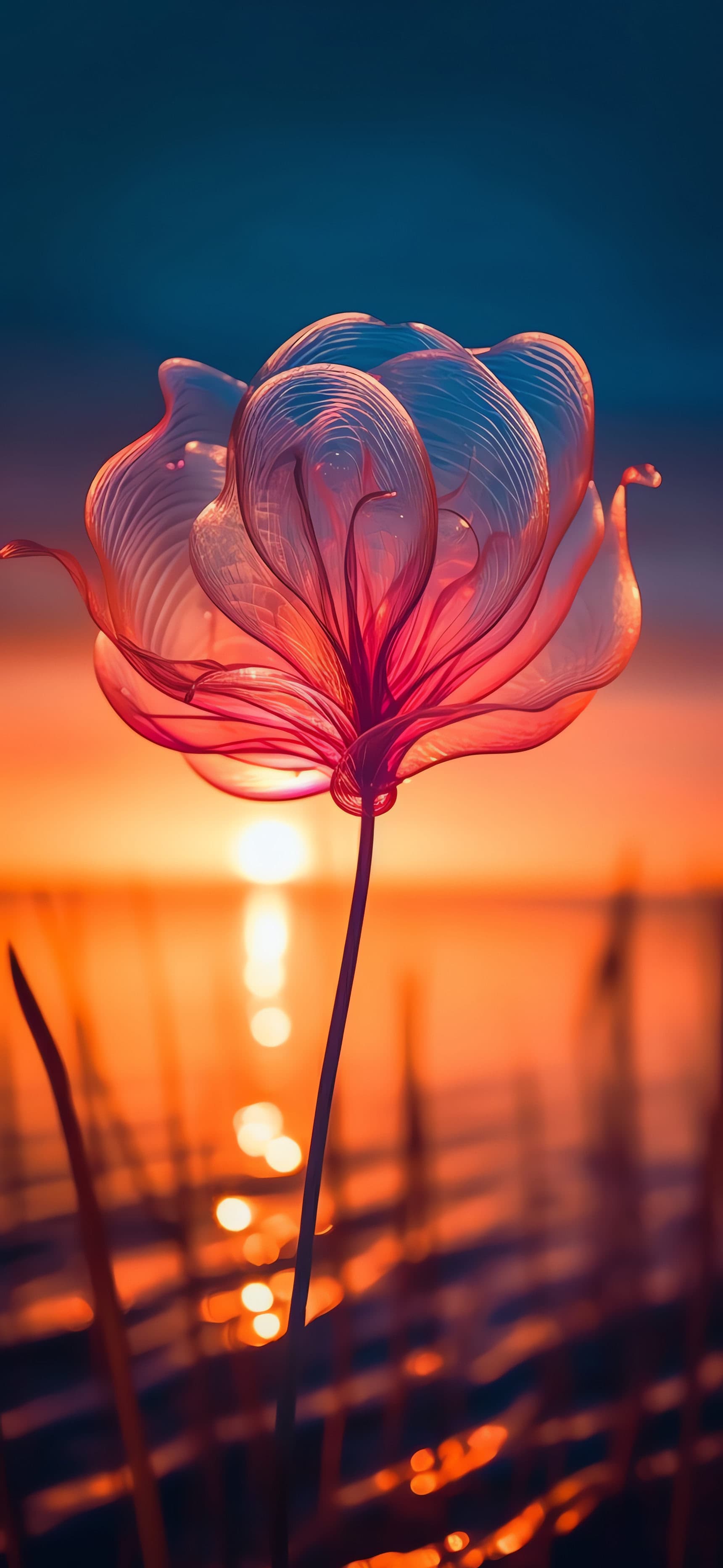 Floral Sunset Glow - Pro phone wallpaper