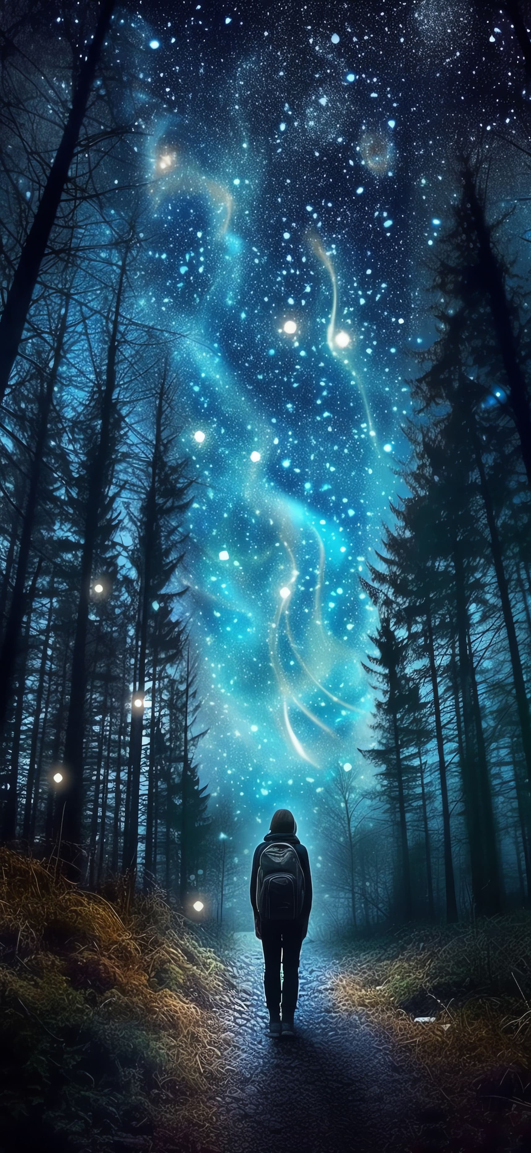 Starlight Forest Wanderer - Pro phone wallpaper
