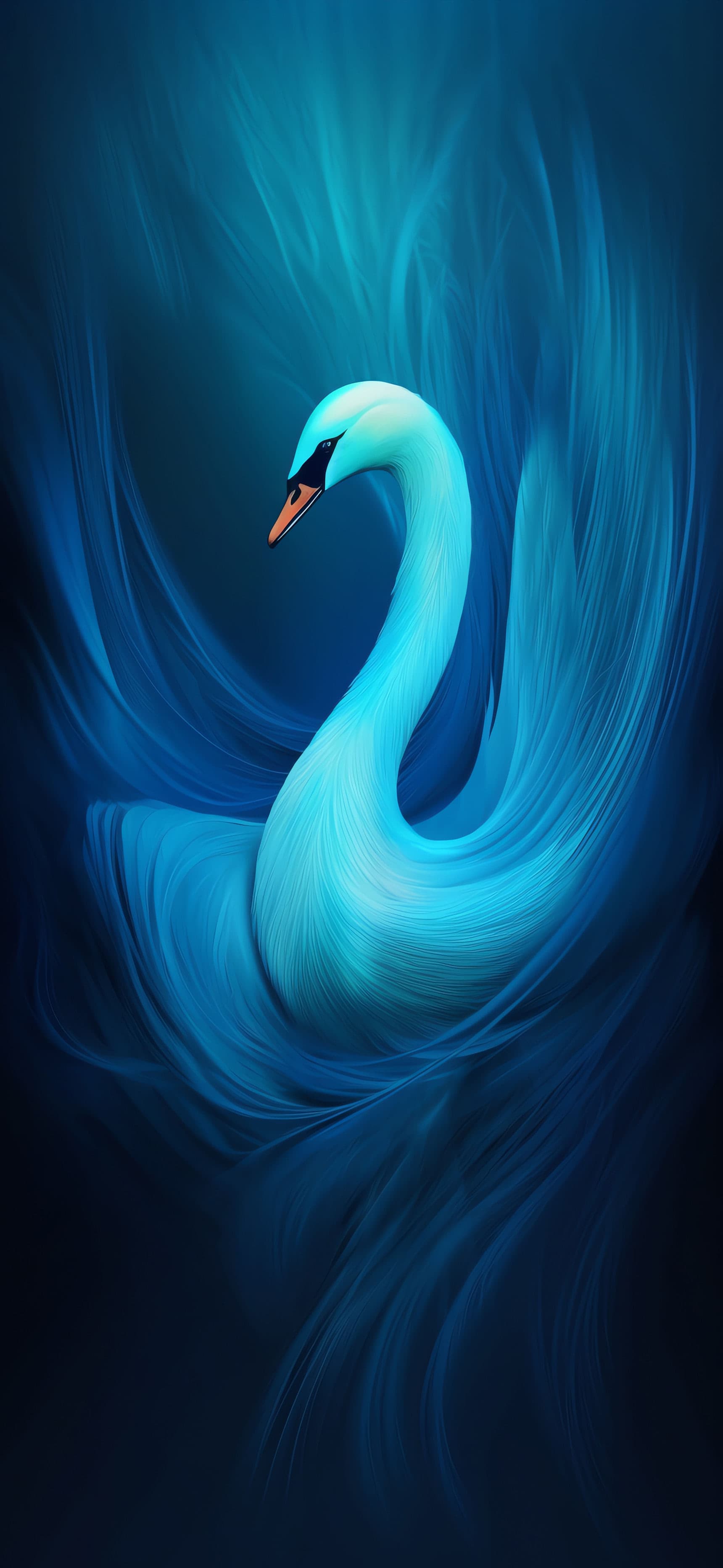 Cyan Swan Elegance - Pro phone wallpaper