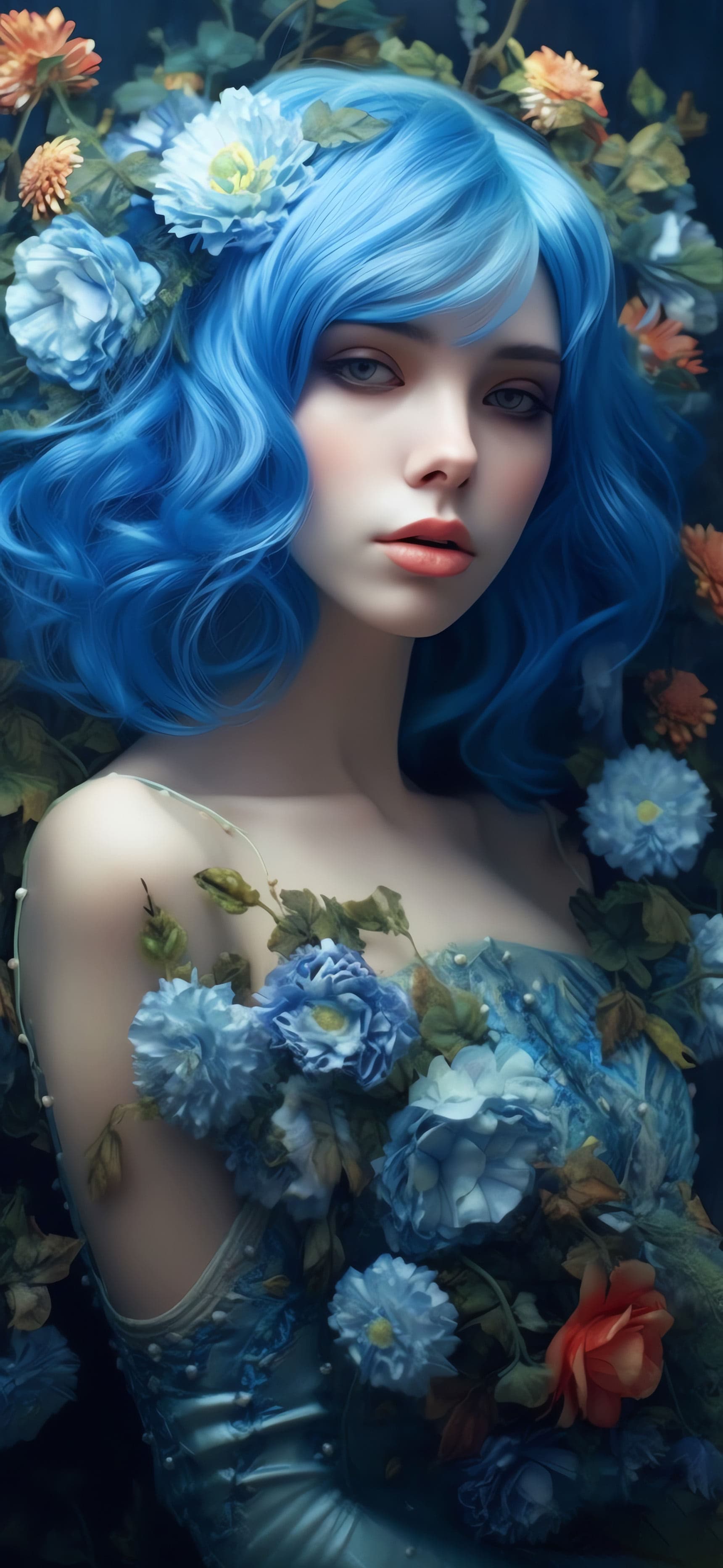 Blue Floral Beauty - Pro phone wallpaper