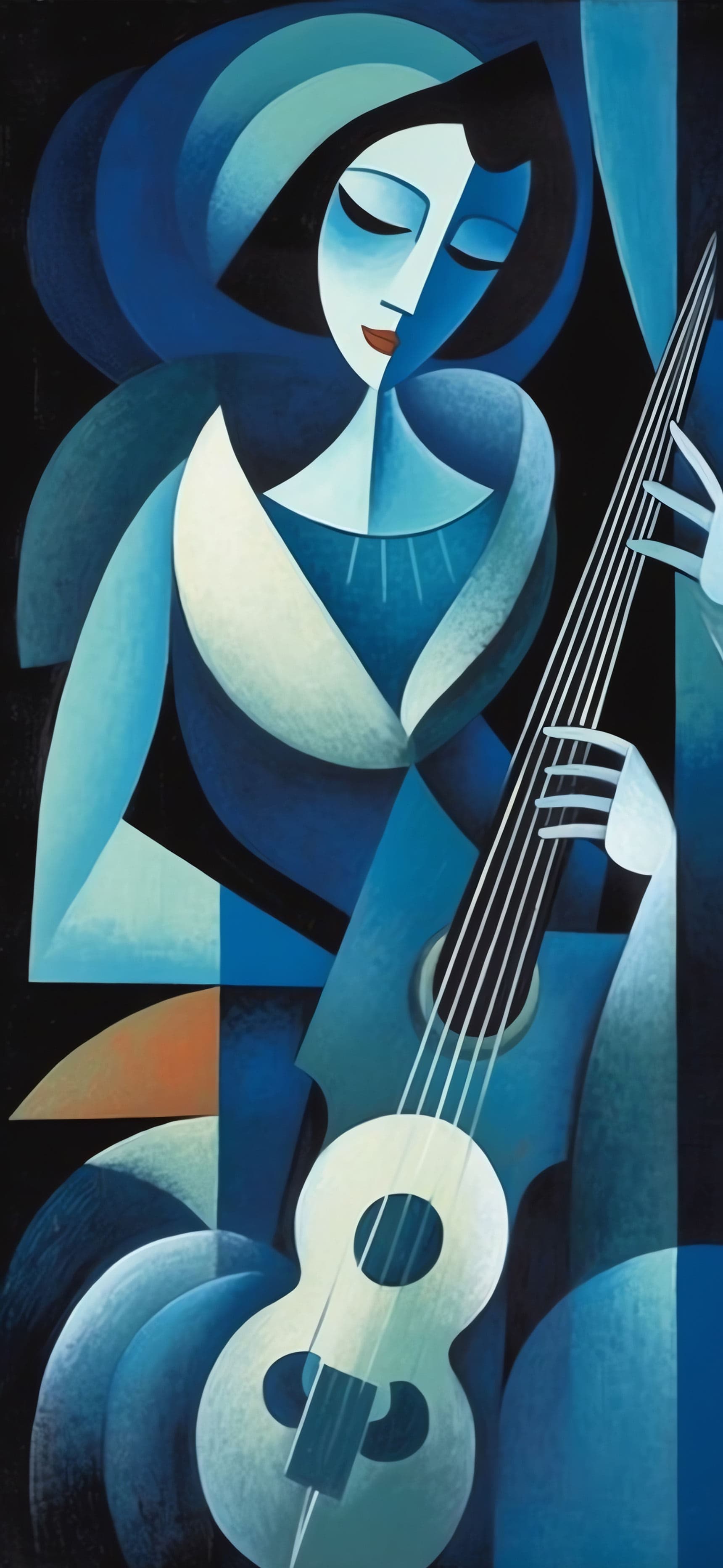 Geometric Blue Musician - Pro phone wallpaper