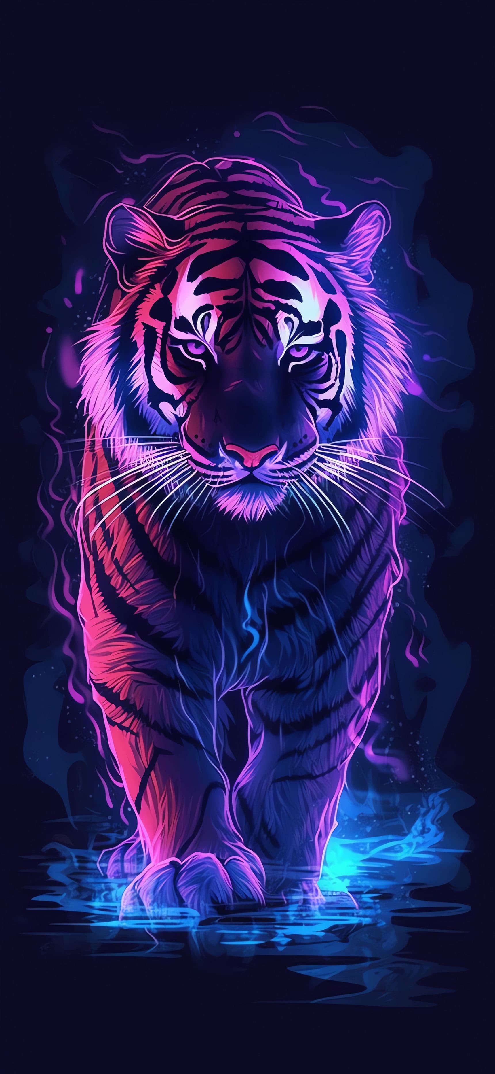 Neon Tiger Roar - Pro phone wallpaper