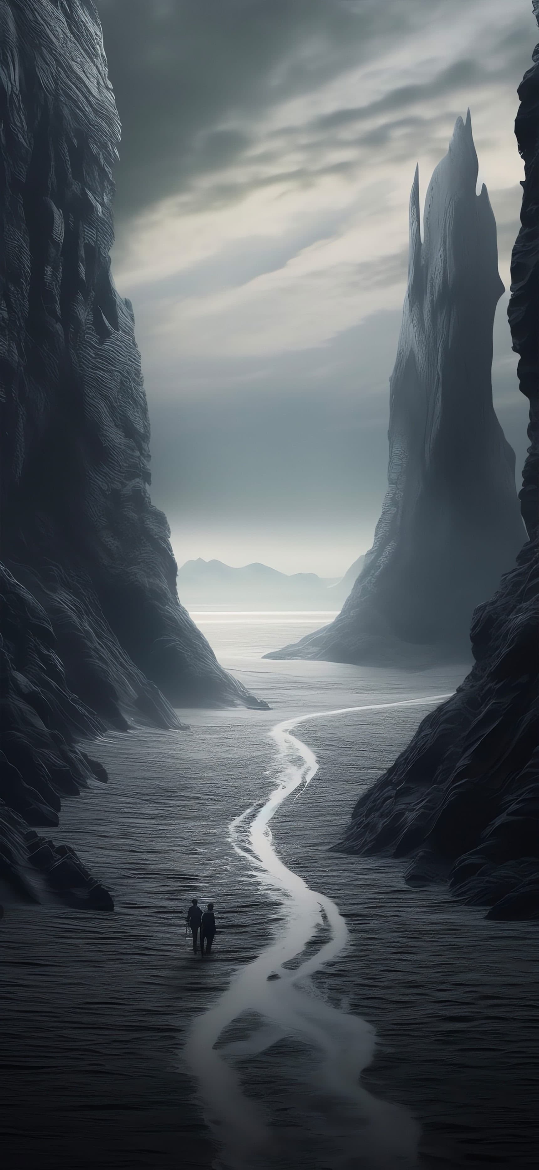 Monochrome Canyon View - Pro phone wallpaper