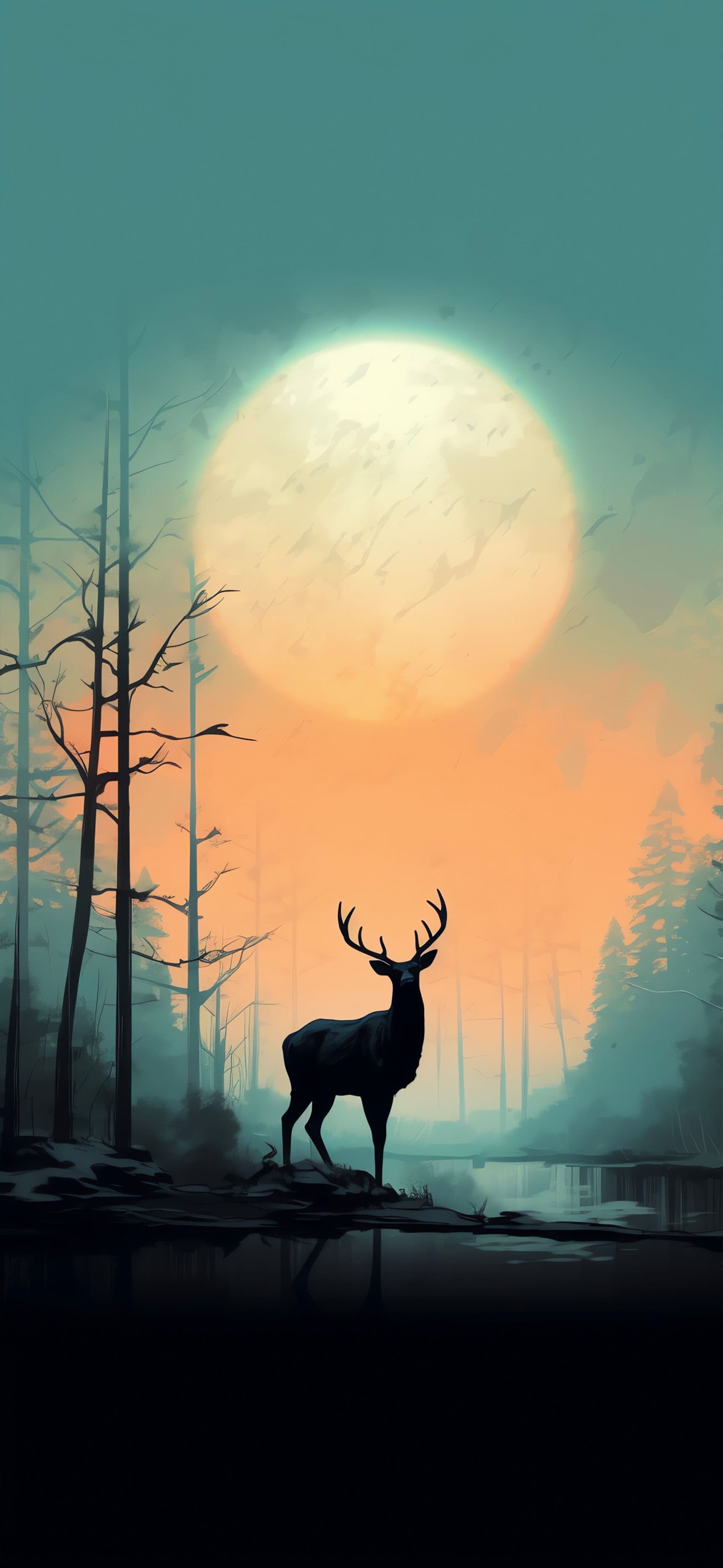 Moonlit Deer - Pro phone wallpaper