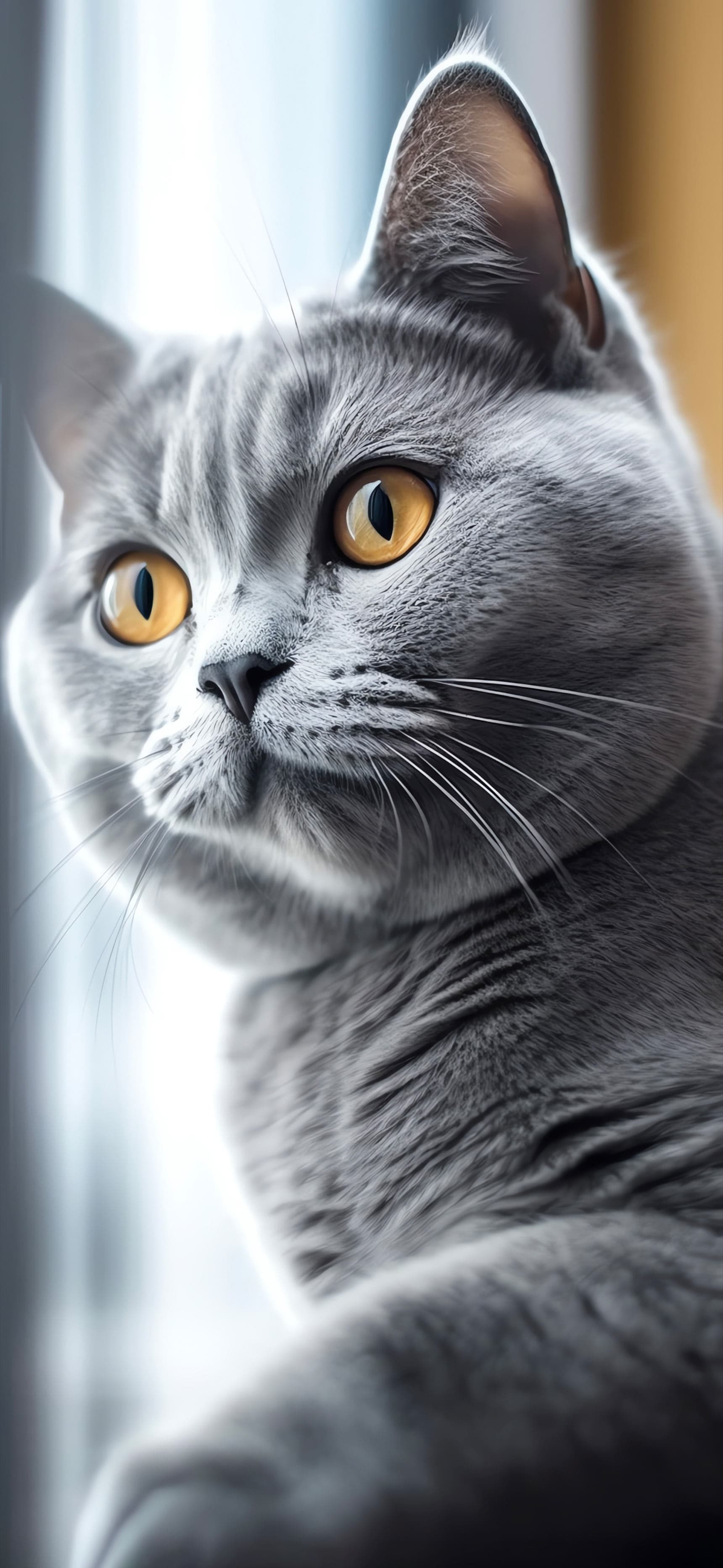 Gray Feline Gaze - Pro phone wallpaper