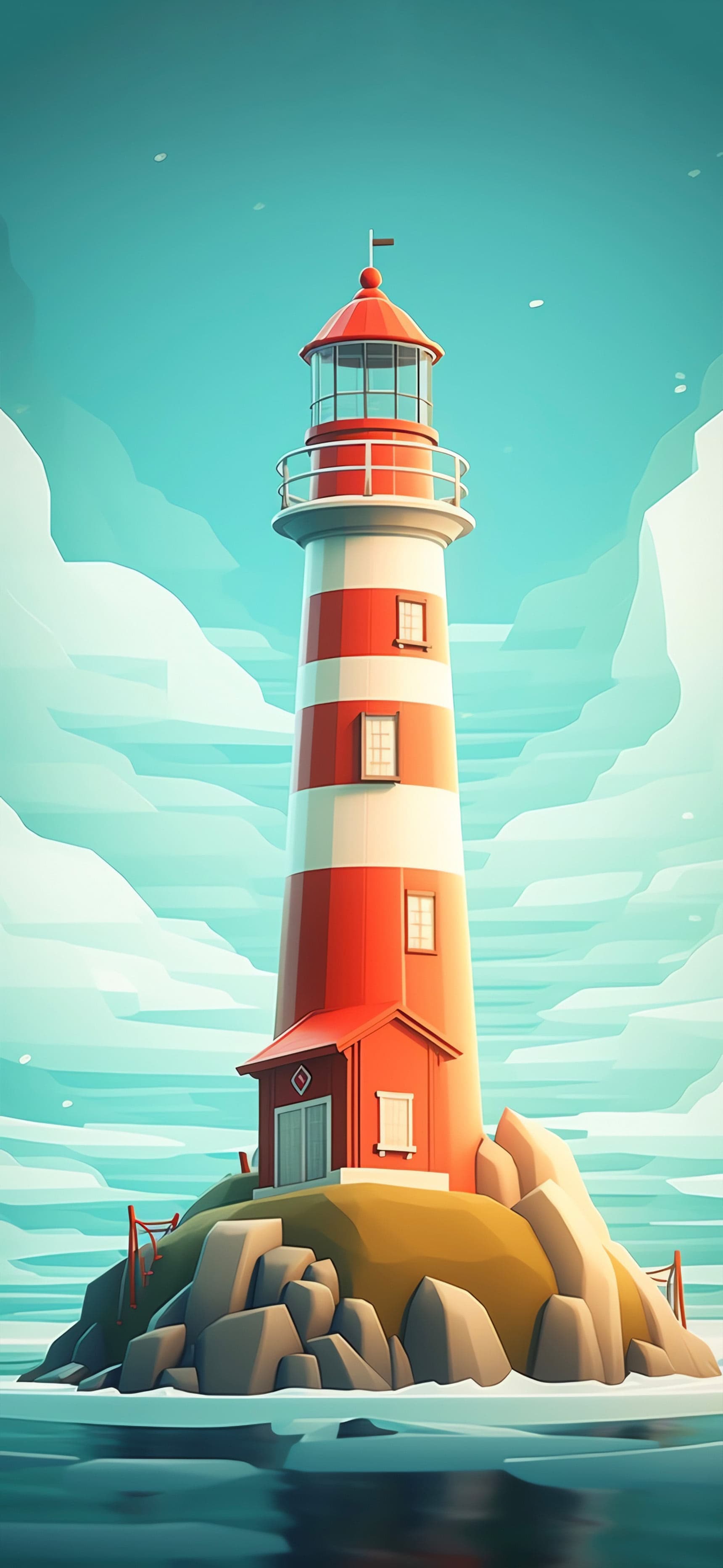 Cartoon Lighthouse Island - Pro phone wallpaper