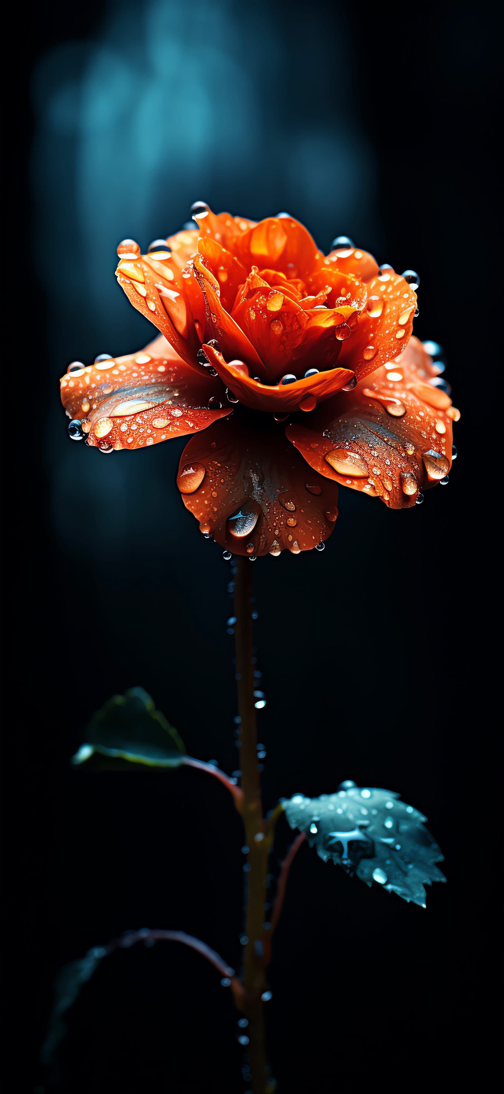 Orange Rose Dew - Pro phone wallpaper