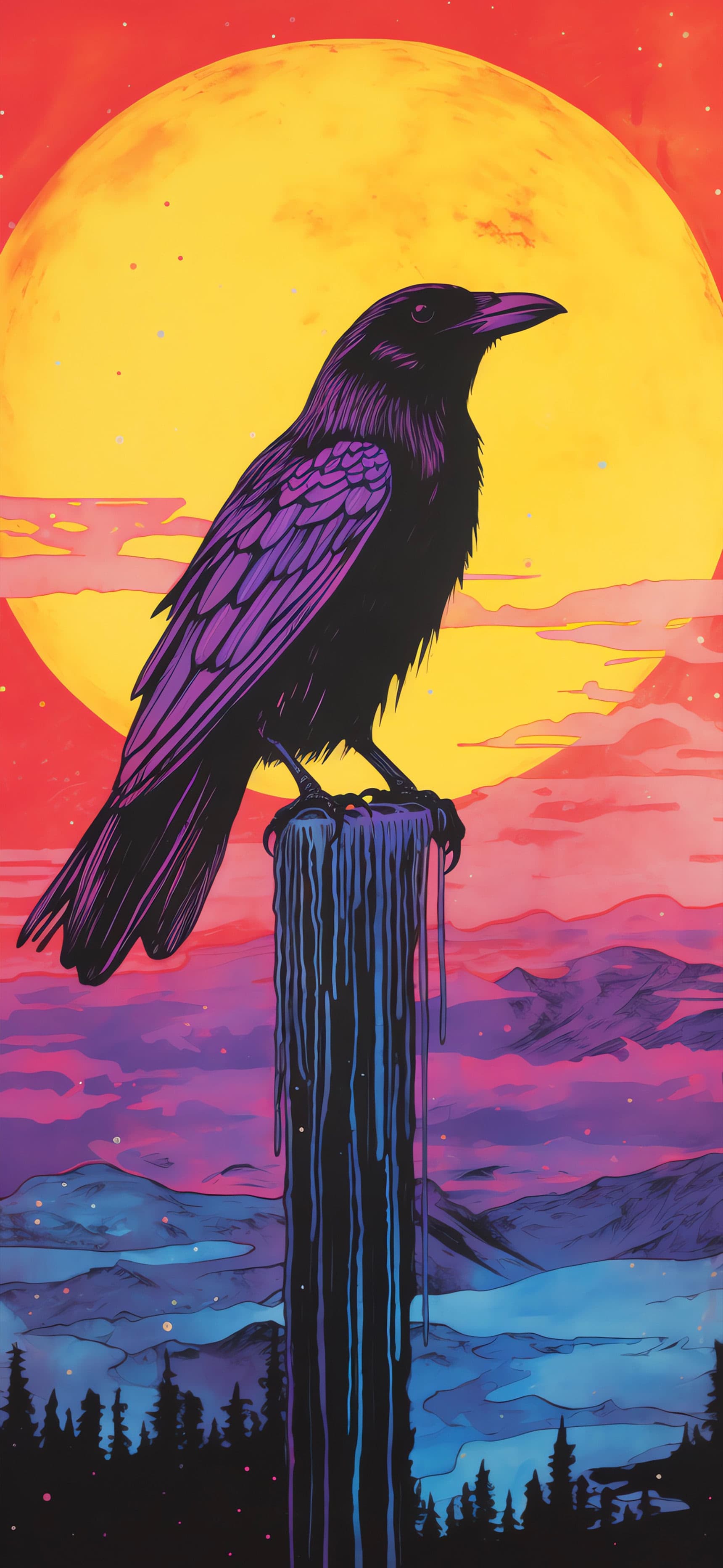 Raven Moon Perch - Pro phone wallpaper