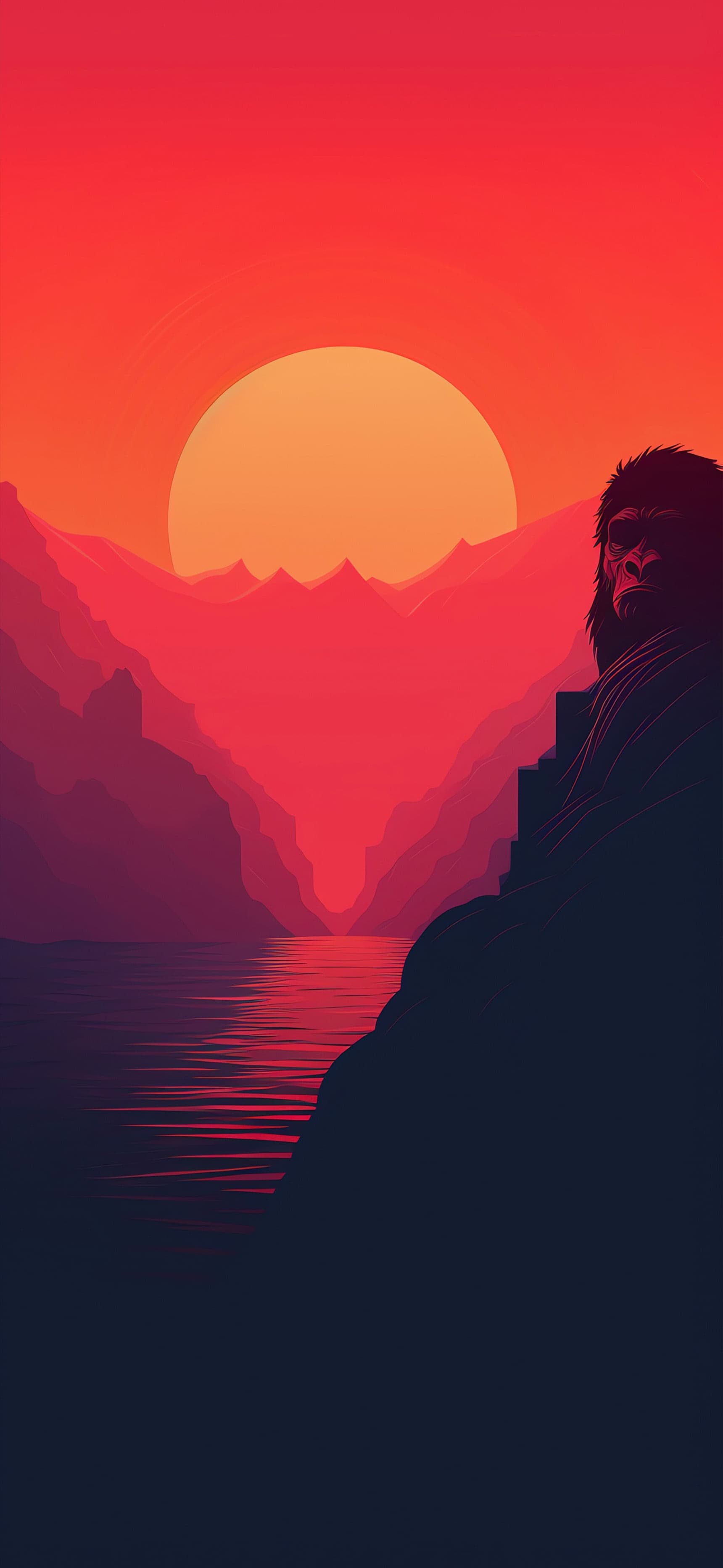 Sunset Gorilla Silhouette - Pro phone wallpaper