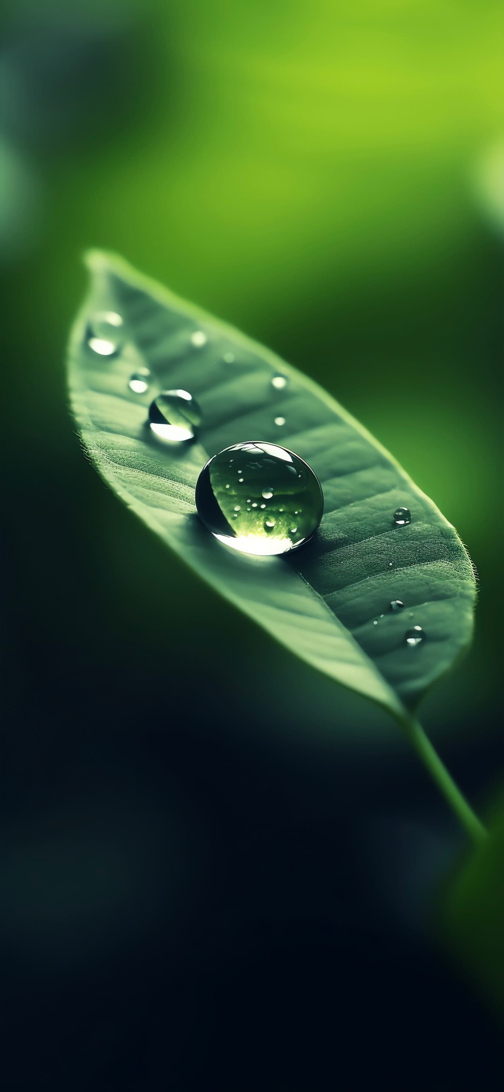 Dewdrop Leaf Serenity - Pro phone wallpaper