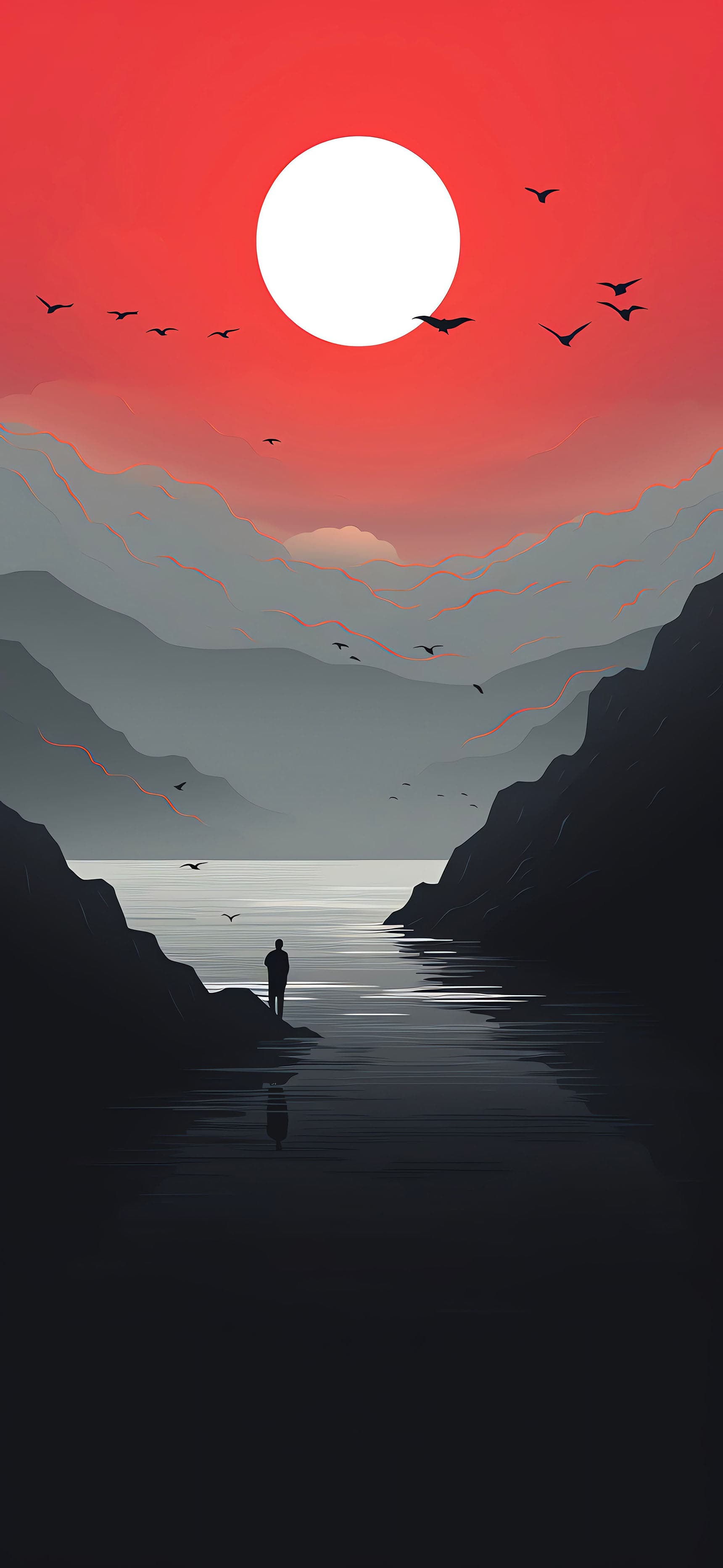 Serene Lake Silhouette - Pro phone wallpaper