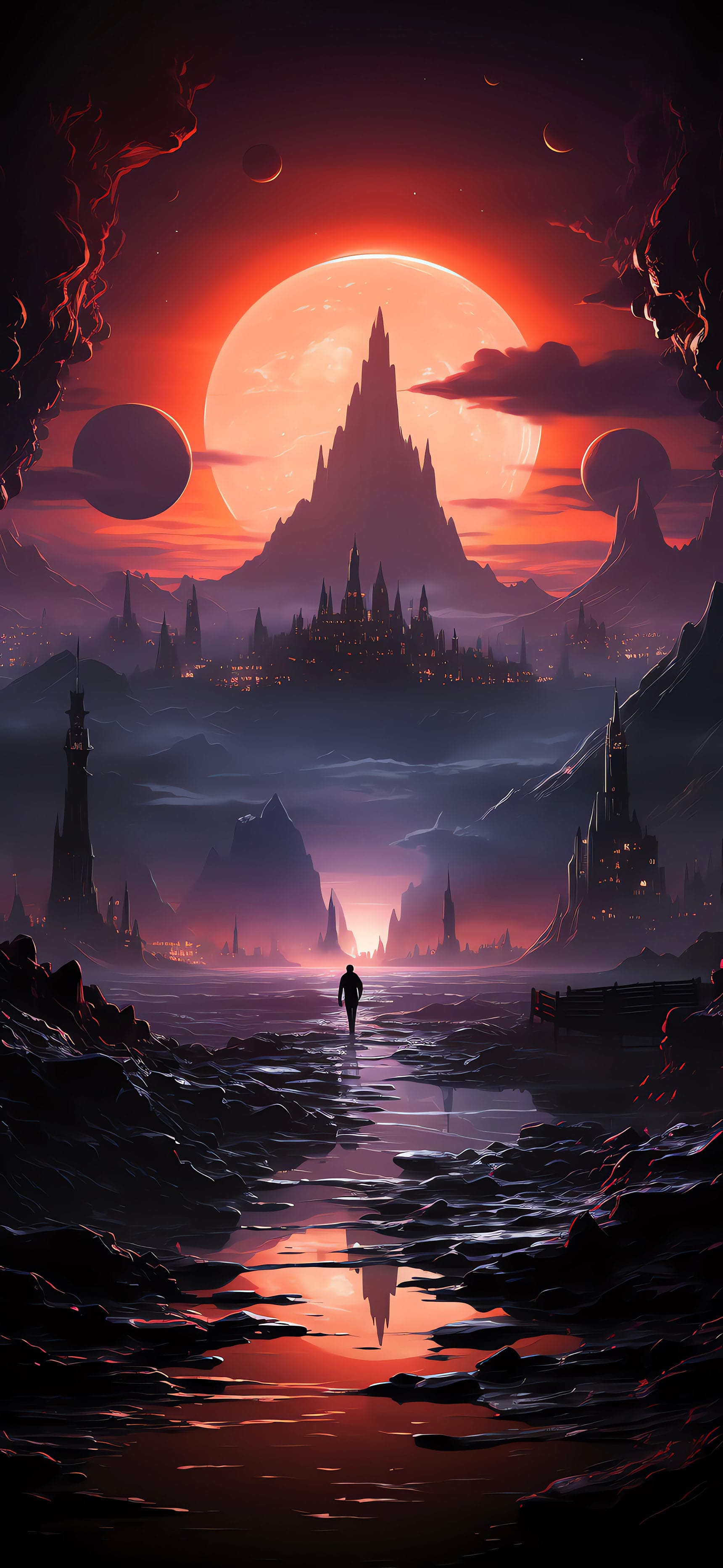 Fantasy Darkscape Moon - Pro phone wallpaper