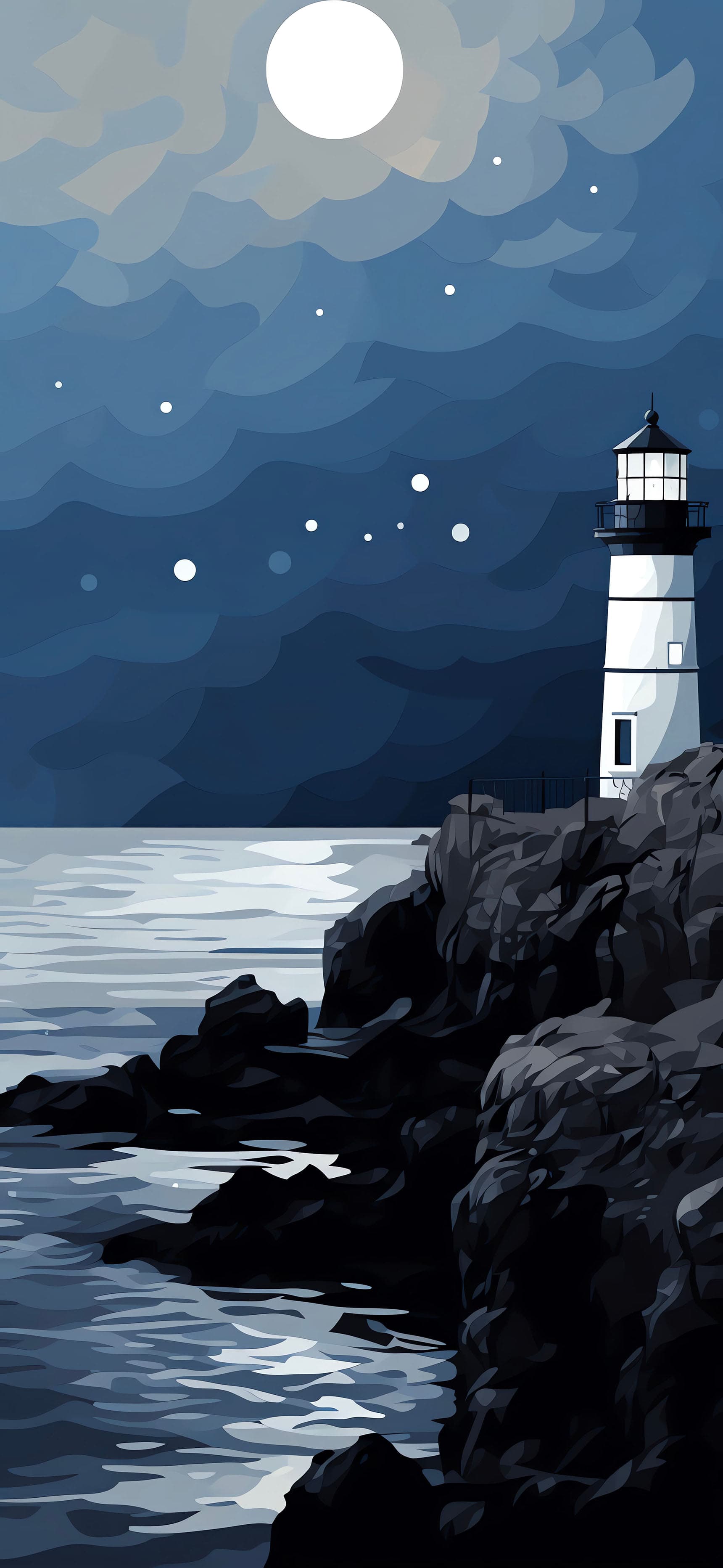 Coastal Night Beacon - Pro phone wallpaper