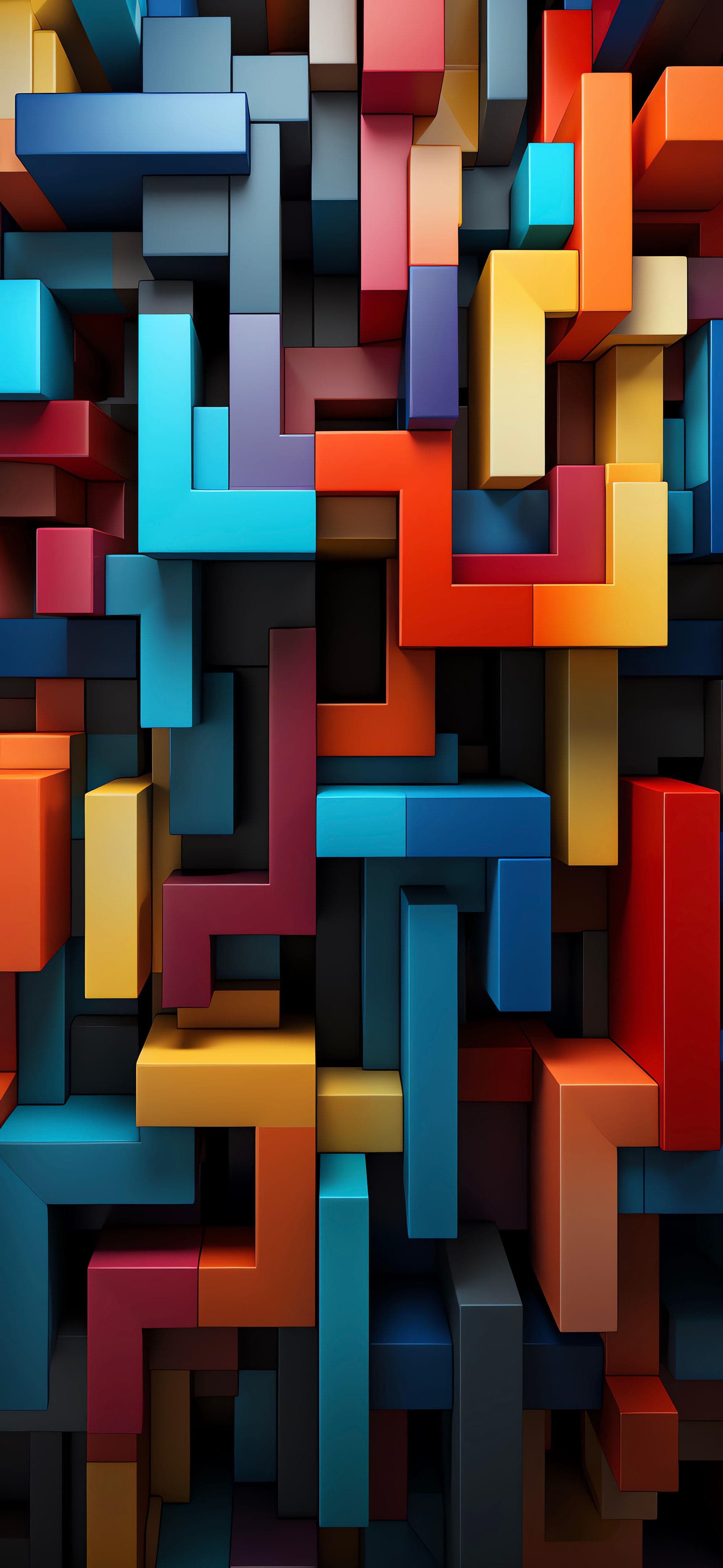 Geometric Block Chaos - Pro phone wallpaper